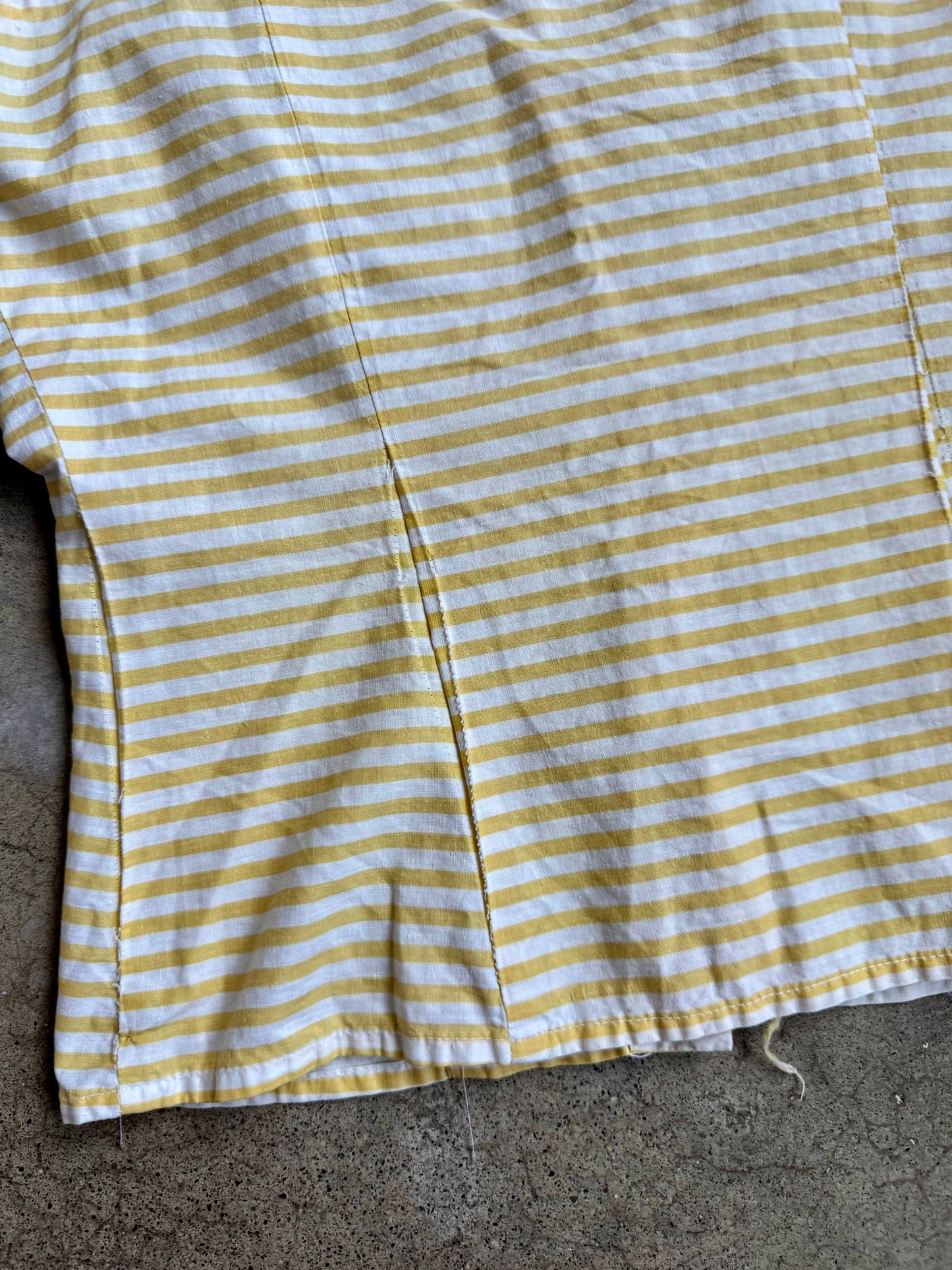 Vintage 1950s Handmade Yellow & White Striped Two-Piece Skirt Set | Small