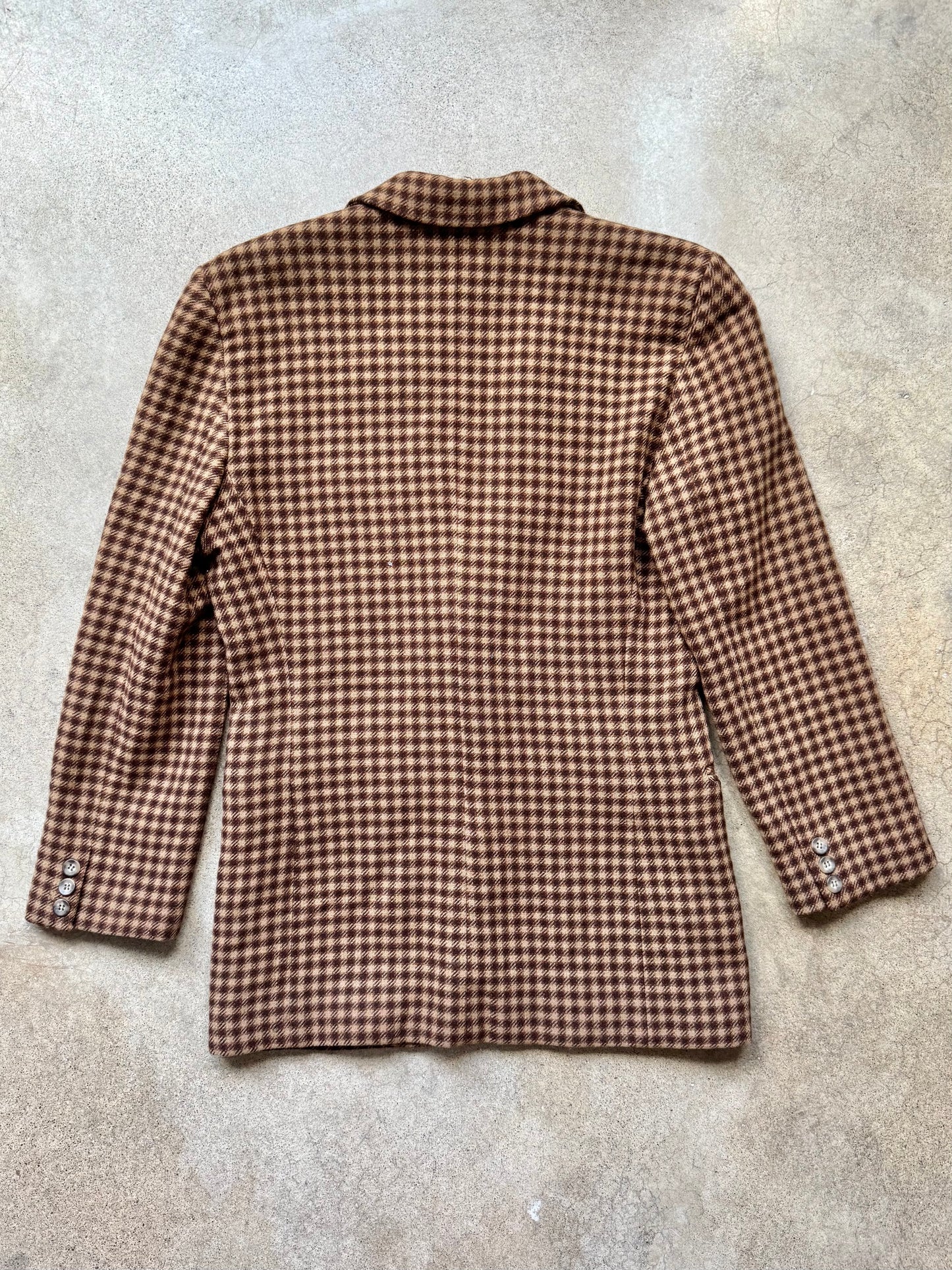Vintage 1980s Emporio Armani Italian-Made Brown Plaid Wool Blazer | Medium
