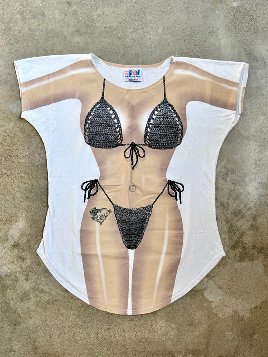Vintage 1990s L.A. Imprints My Bikini Body Printed Beach Cover-Up Tee | One Size