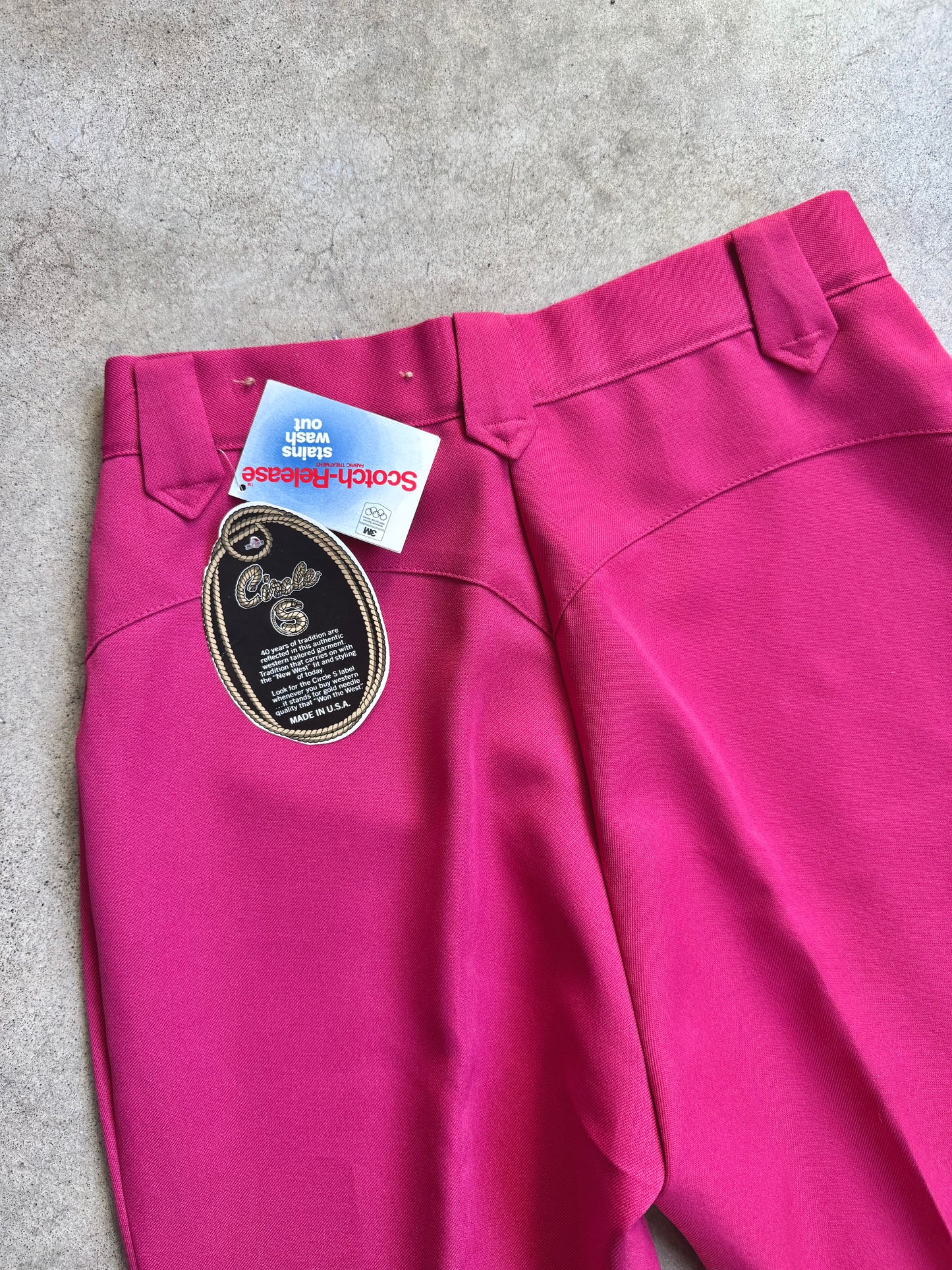 Vintage 1980s Circle S Ranchwear Pink Western Trousers | Waist 28”