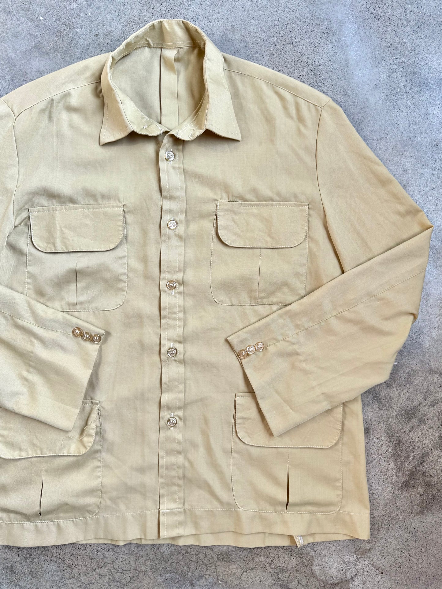 Vintage 1960s Khaki Safari-Style Utility Jacket | Large