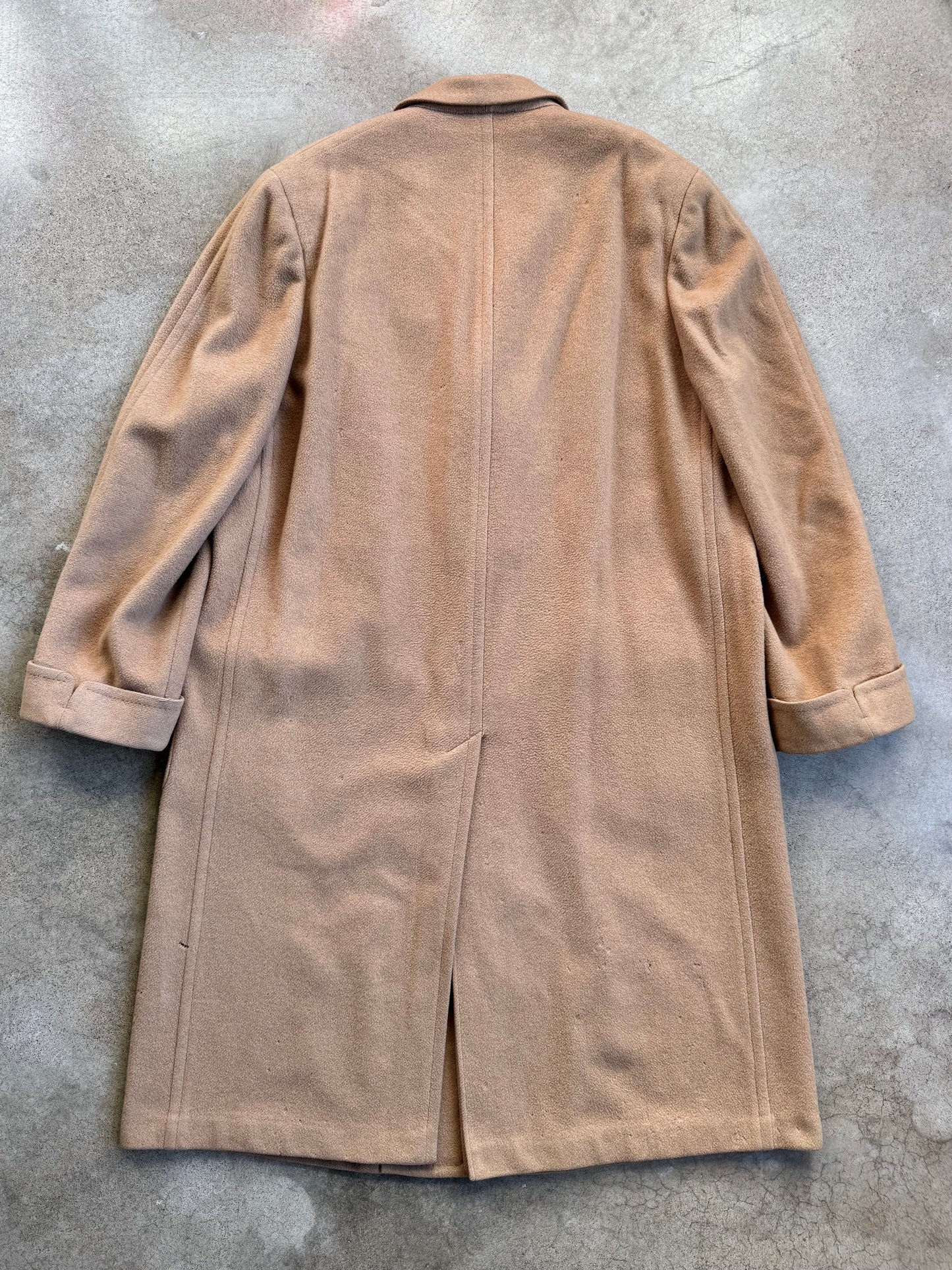 Vintage 1980s Lazarus Tan Cashmere Full-Length Overcoat | XL