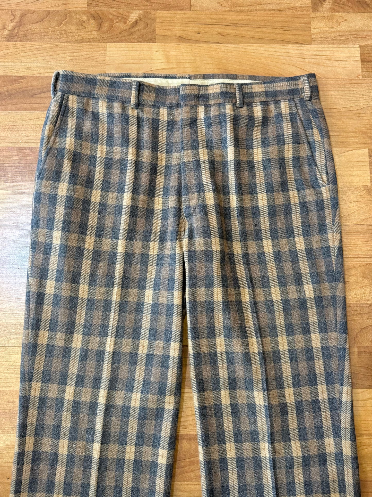 Vintage 1970s Kuppenheimer Plaid Wool Trousers | Waist 36”