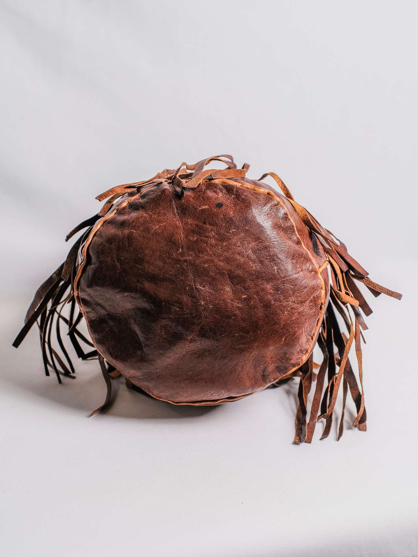 Handmade Native American Leather Tooled Fringe Bag