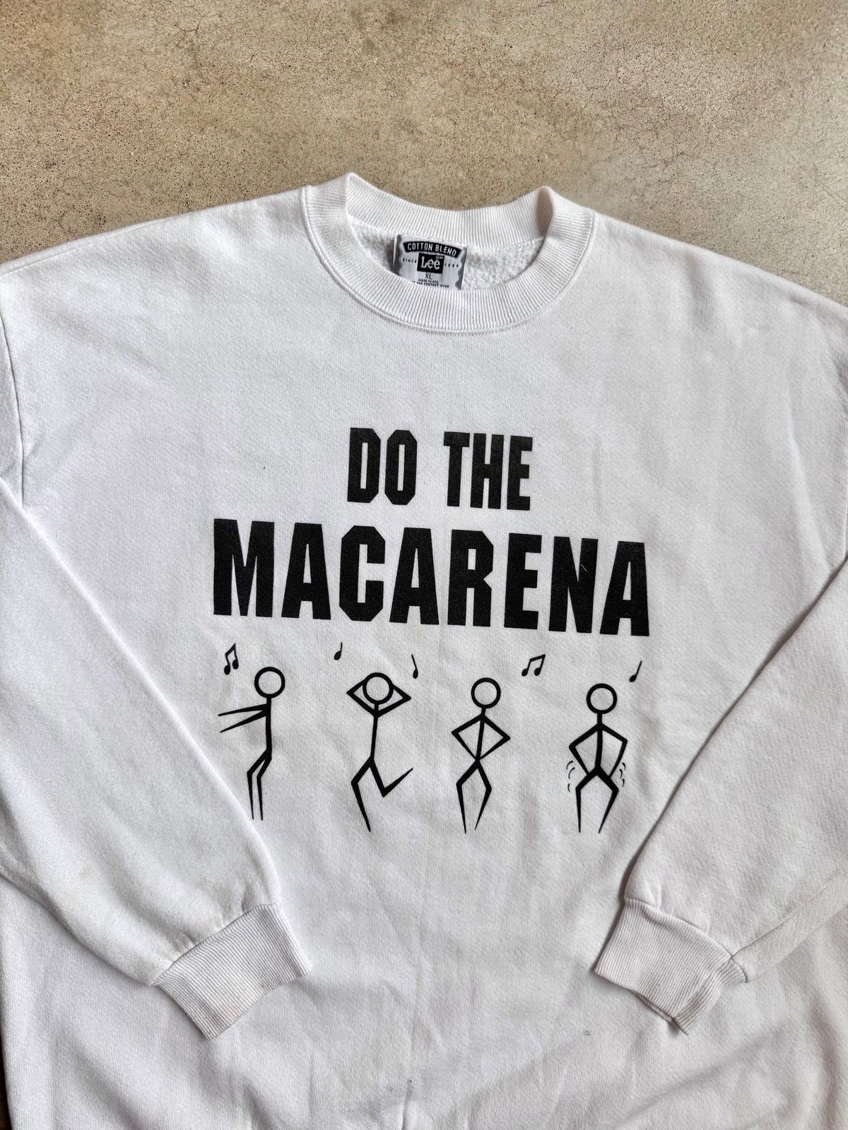 Vintage 1990s Lee White “Do The Macarena” Crewneck Sweatshirt | XL