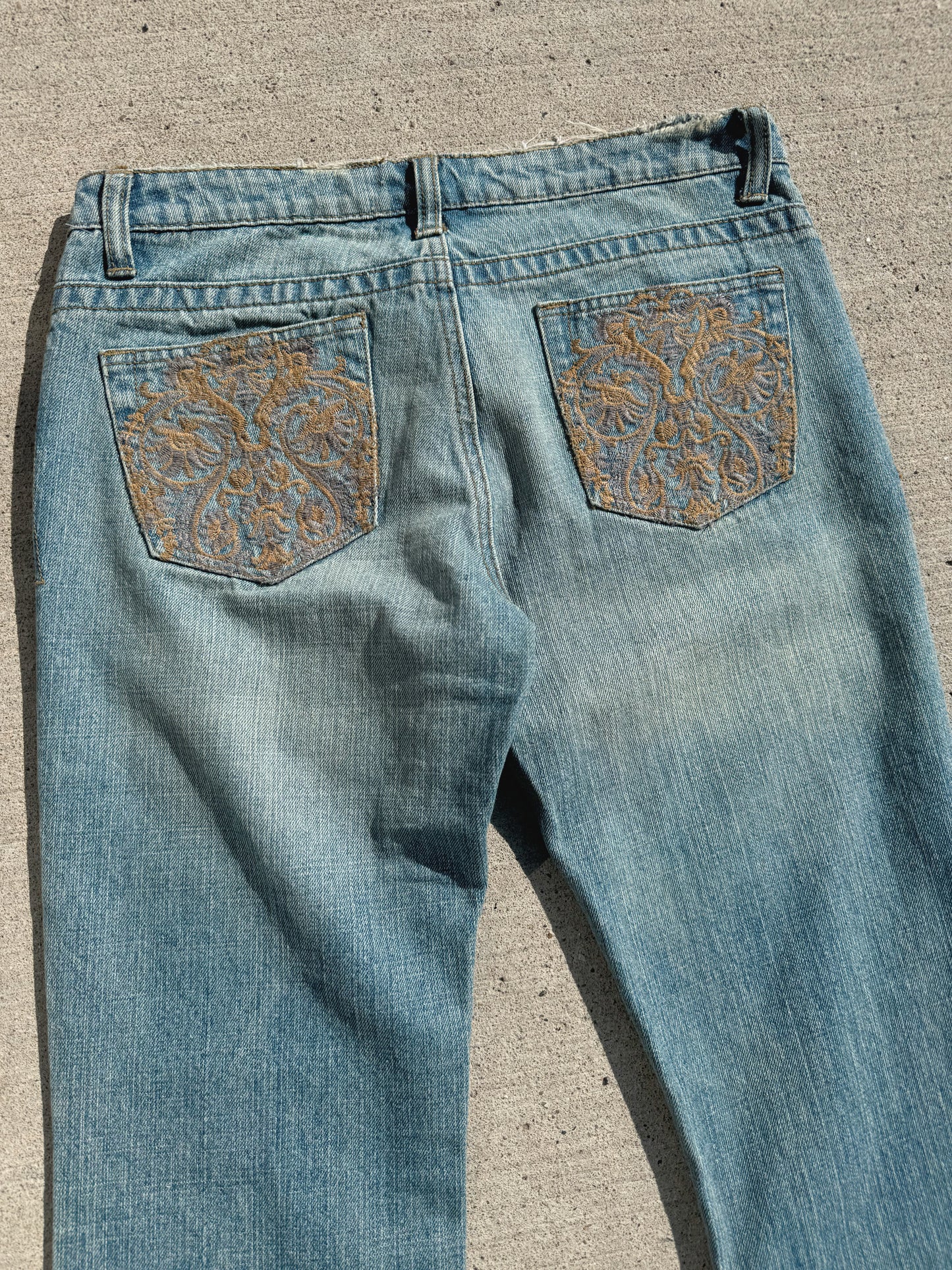 Y2K Guess Embroidered Pocket Low Rise Bootcut Jeans