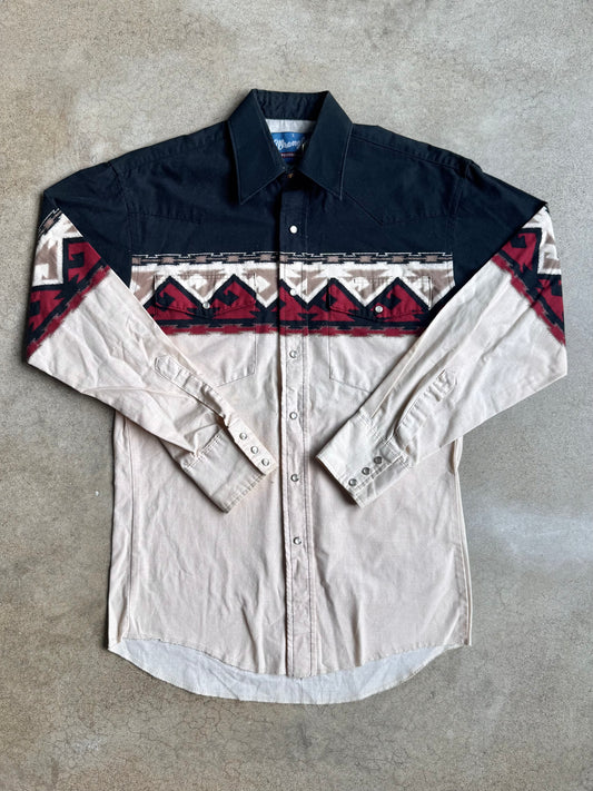 Vintage 1980s/90s Wrangler Southwestern Cotton Pearl Snap Shirt | Small
