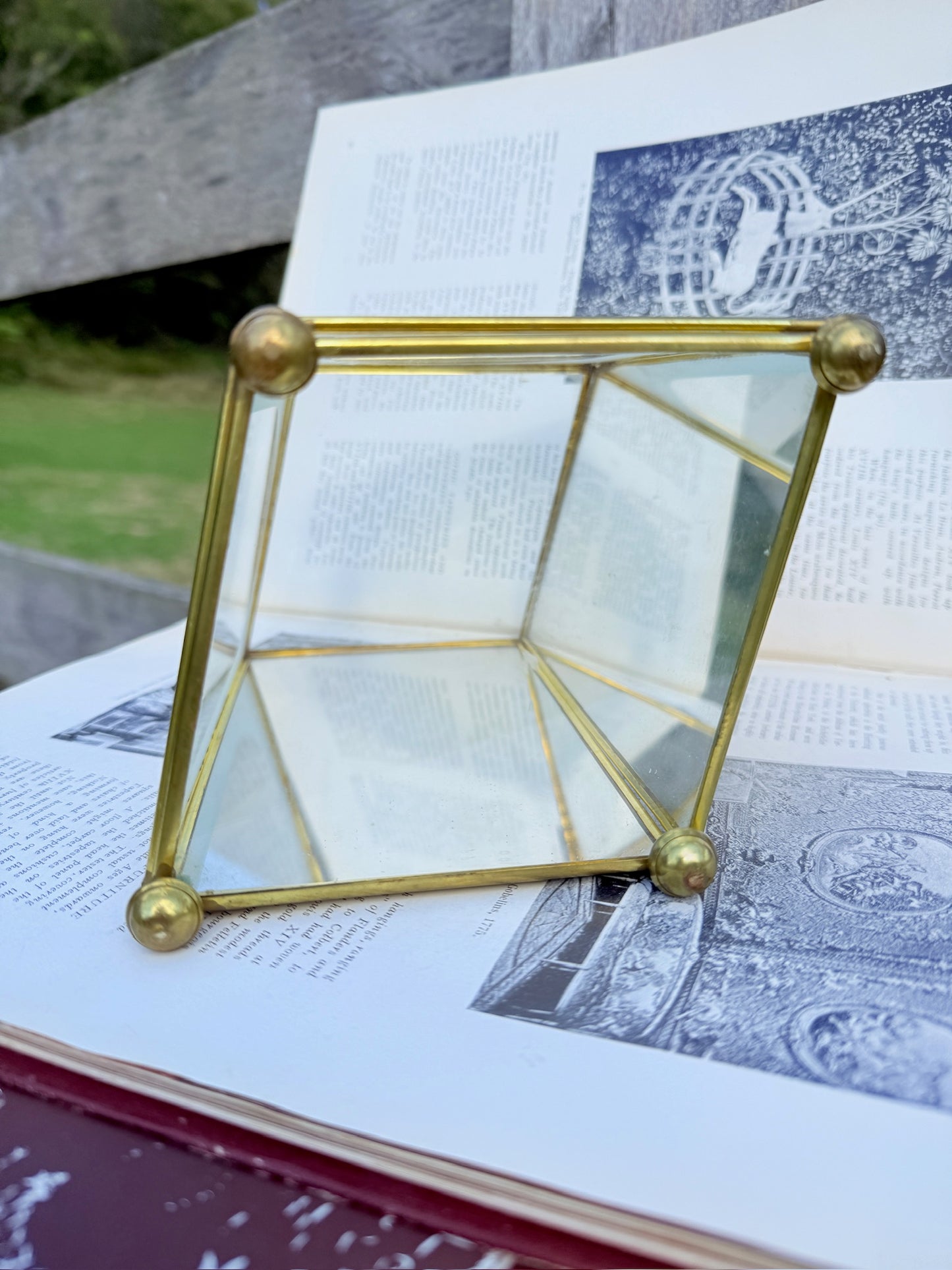 Vintage 1980s Brass & Glass Mirrored Shadowbox Display