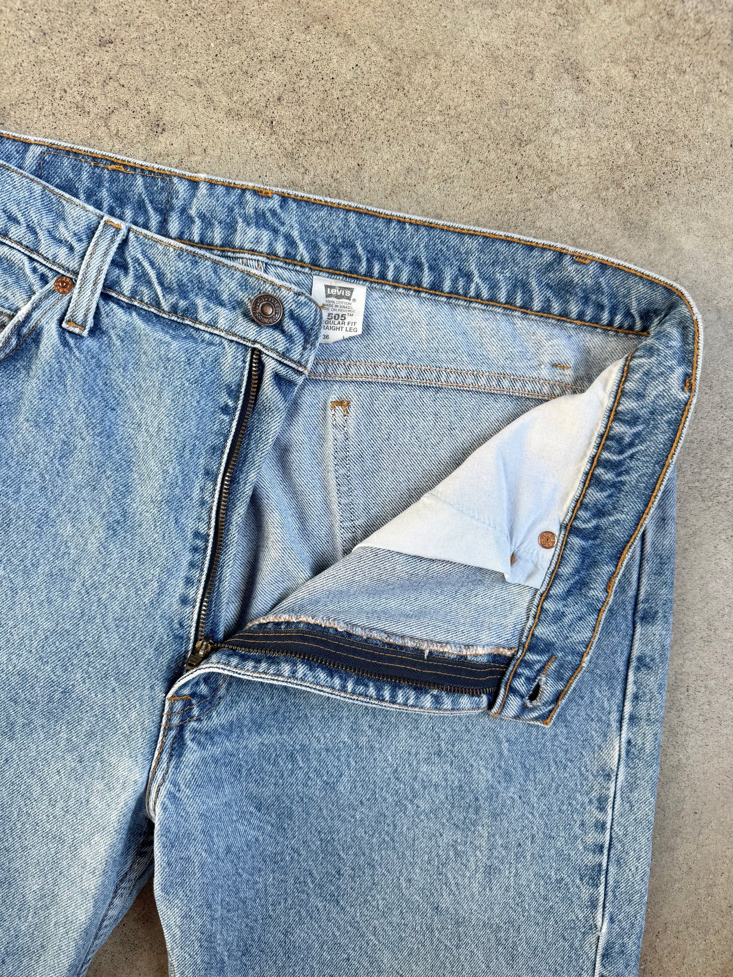 Vintage 1990s Levi’s Orange Tab 505 Regular Fit Light Wash Jeans | 36x30