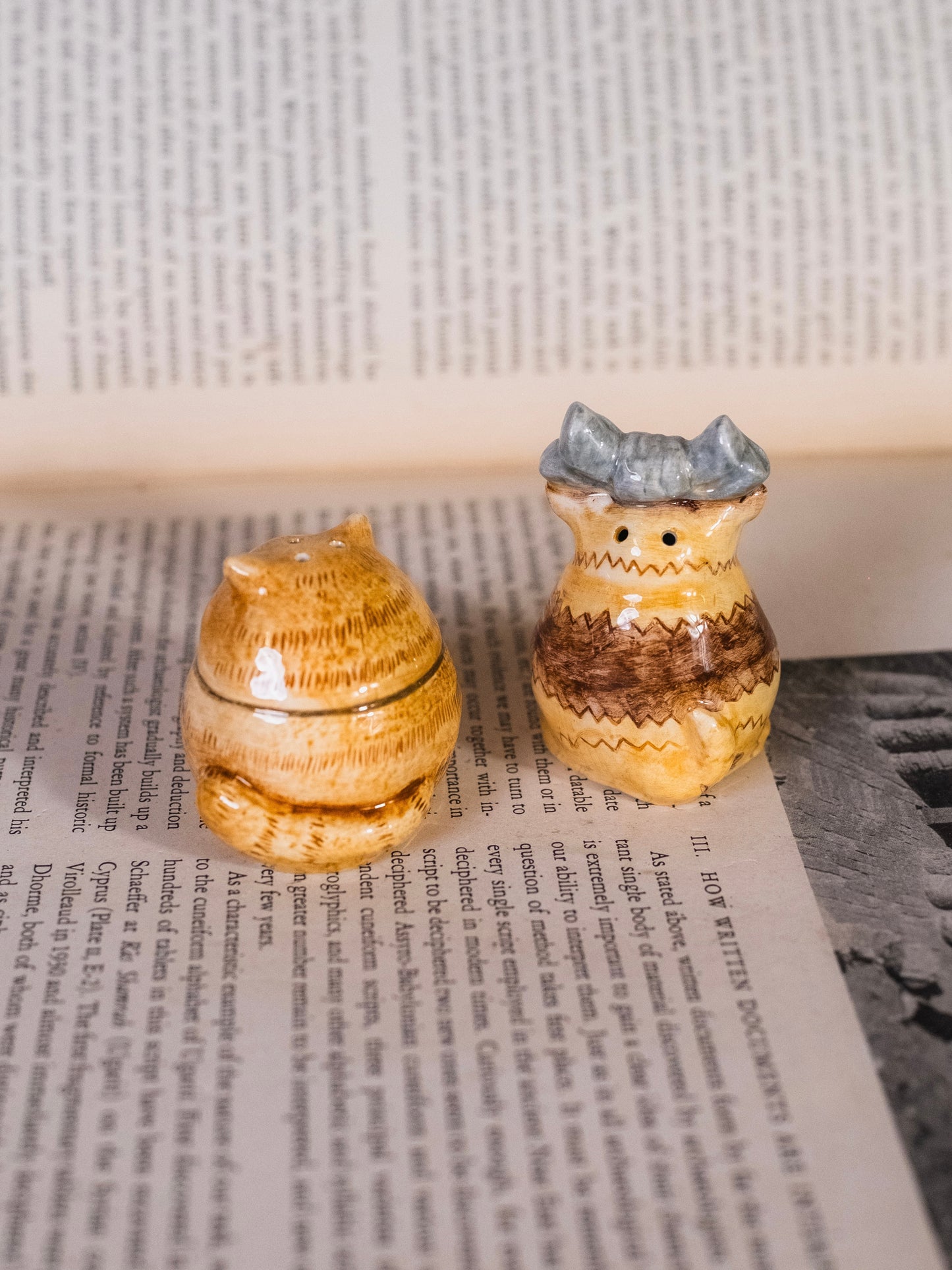 Vintage Ceramic “Fat Cat” Salt & Pepper Shakers | Set of 2