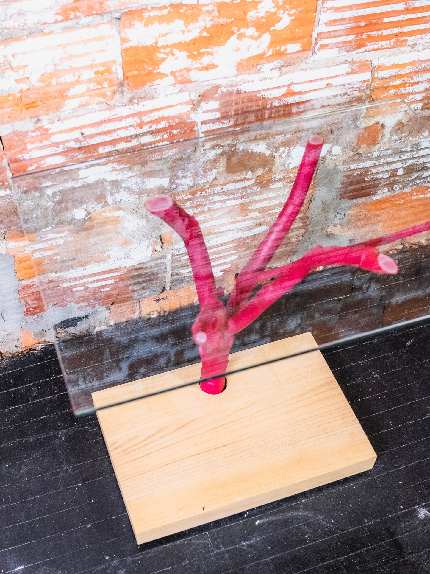 Harry Allen for Areaware Glass Top Pink Branch Table