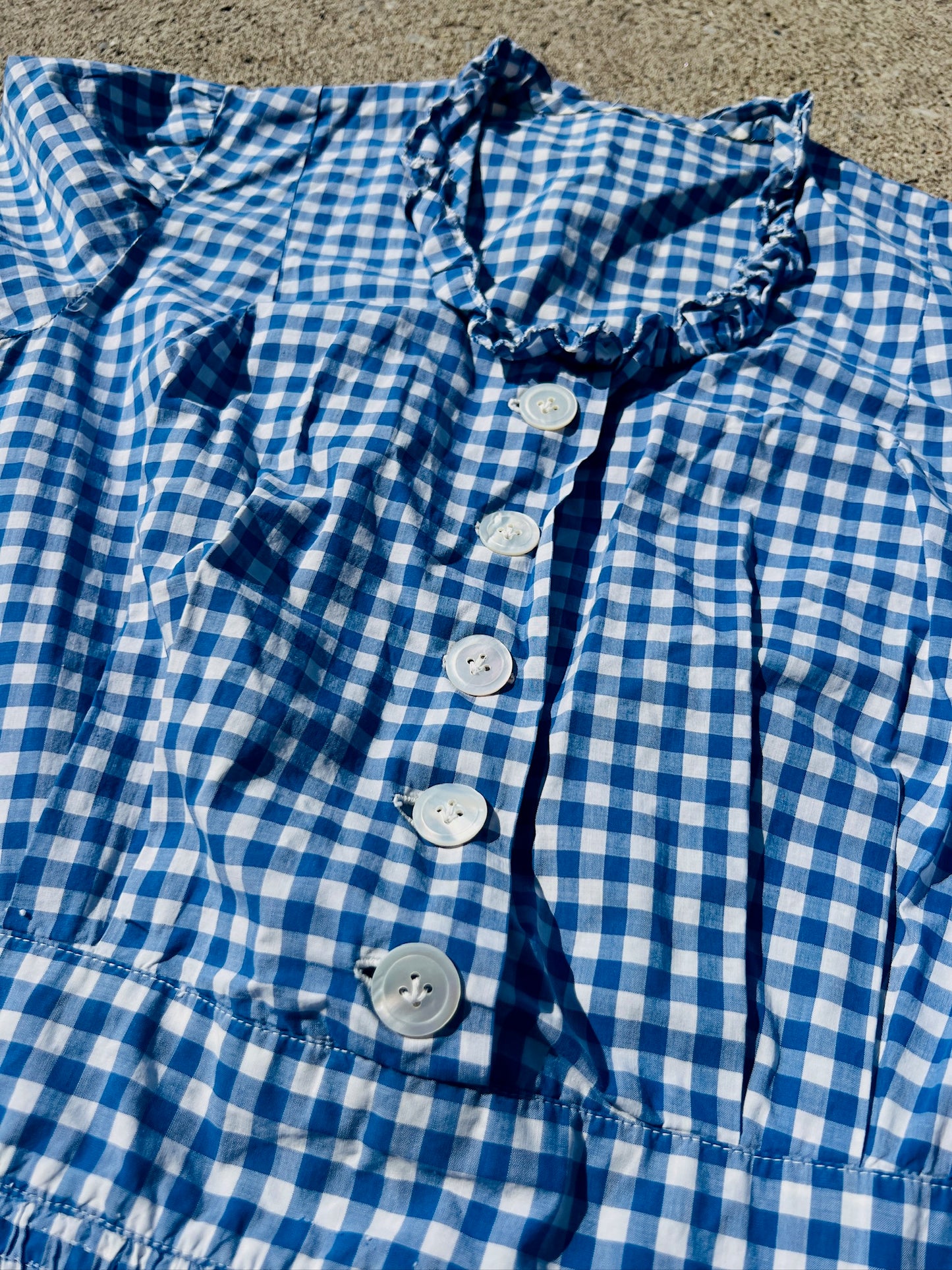 Vintage 1950s Blue Gingham Babydoll Dress