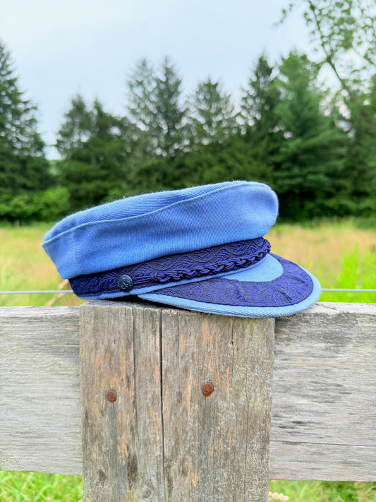 Vintage 1960s Aegean Blue Greek Fishermans Cap