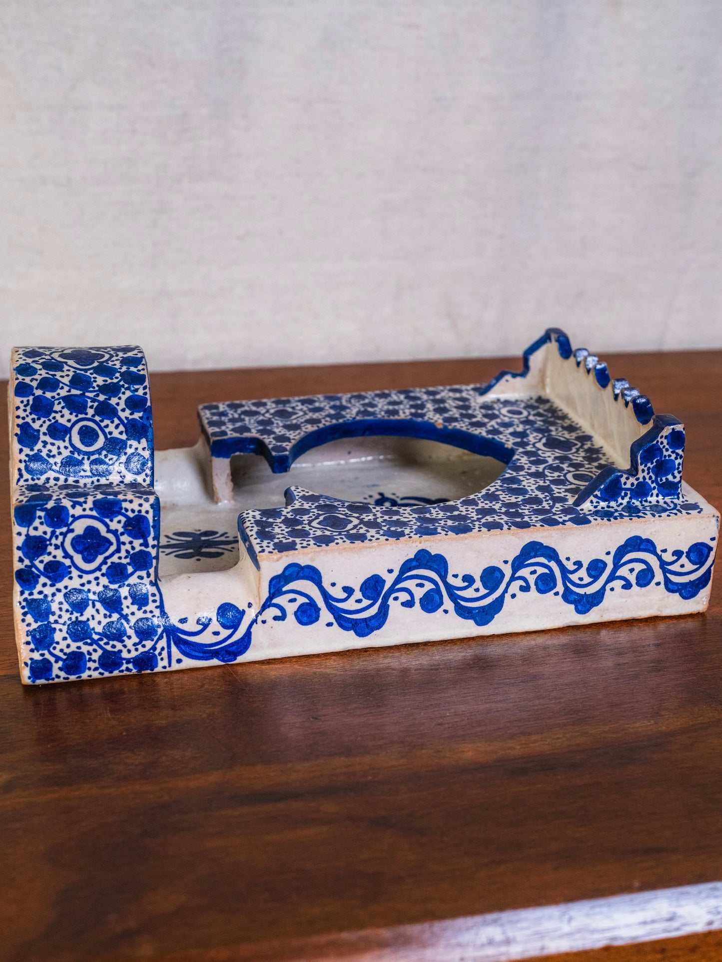 Vintage Ceramic Hand-Painted Moroccan Fountain Wall Hanging