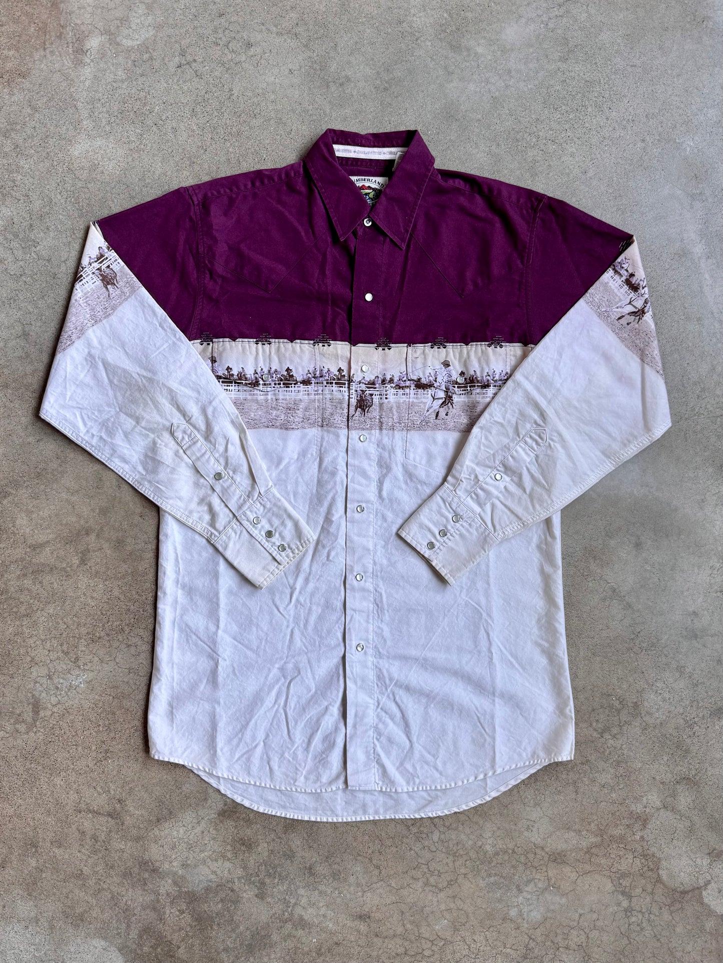 Vintage 1990s Cumberland Outfitters Western Rodeo Cowboy Pearl Snap Shirt | Medium