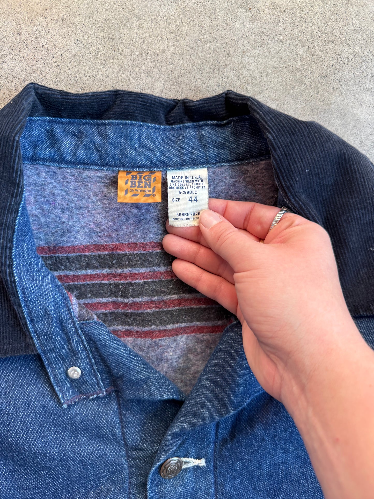 Vintage 1980s Wrangler Big Ben Blanket-Lined Denim Chore Coat | 44