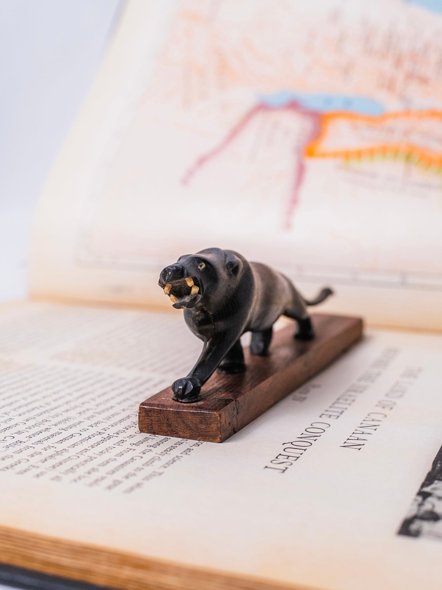 Vintage 1950s Carved Horn Jaguar Figurine