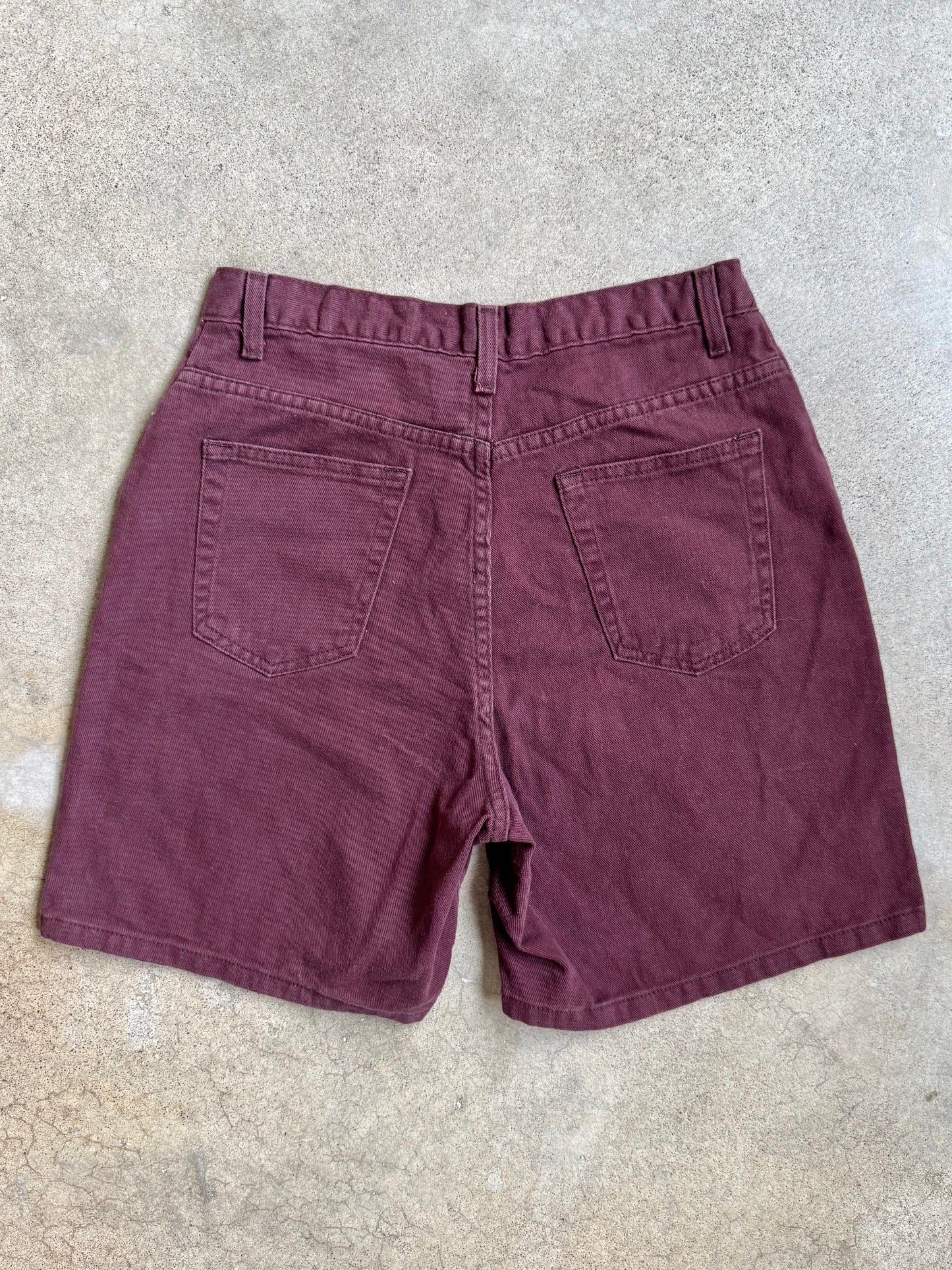 Vintage 1990s Faded Glory Burgundy Denim Shorts | Waist 29”