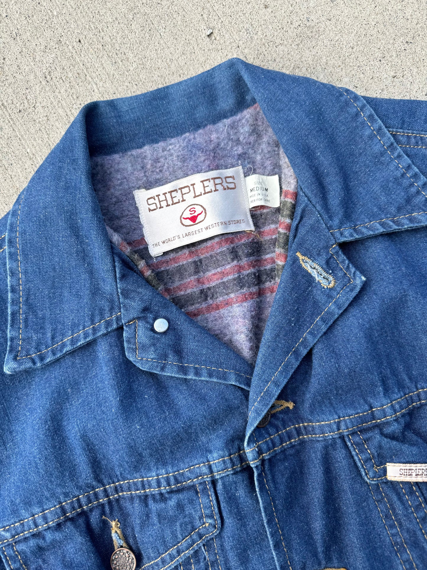 Vintage Sheplers Blanket Lined Denim Jacket | Medium