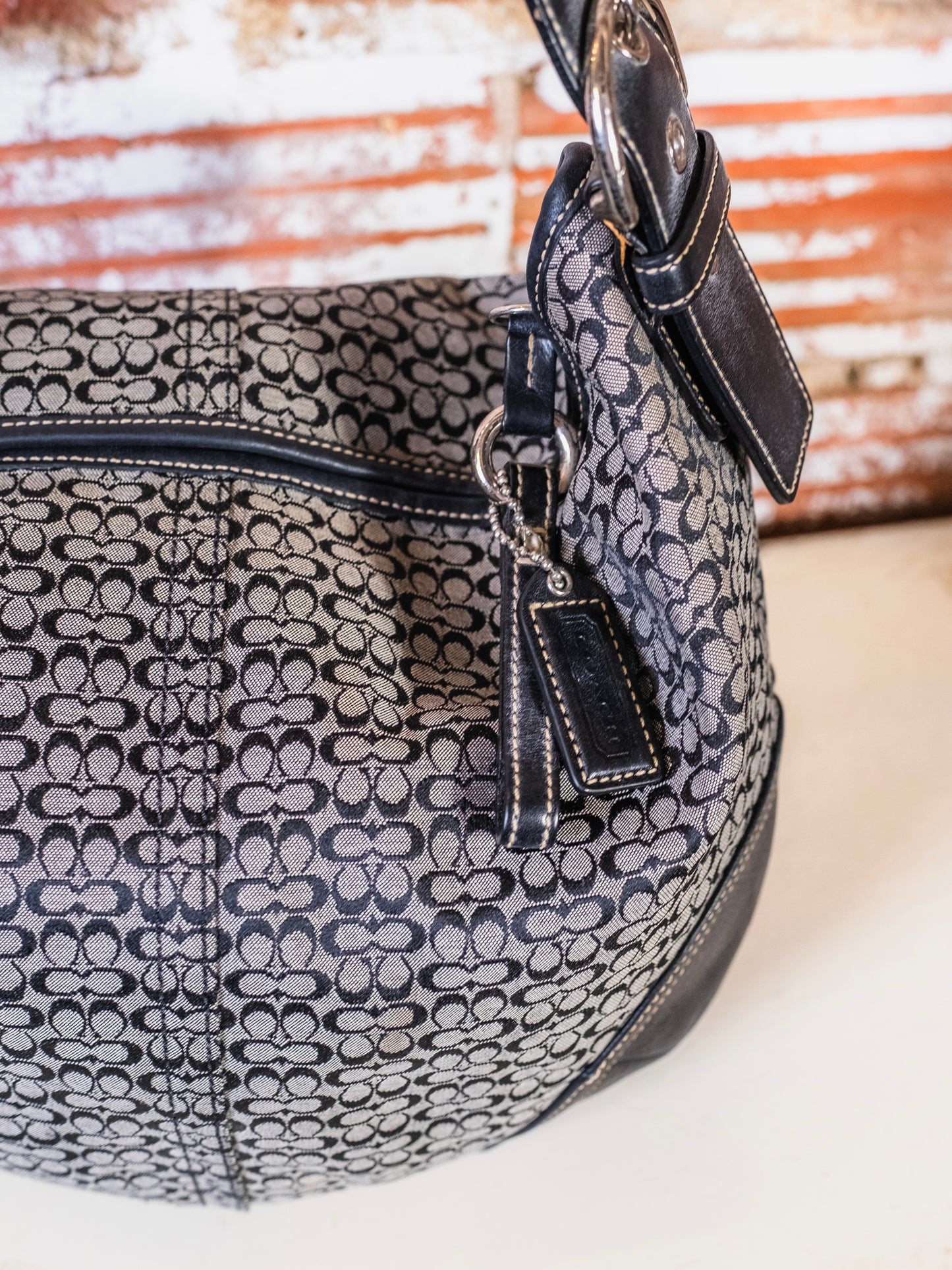 Vintage Coach Black Soho Signature Hobo Shoulder Bag | Style No. 1461