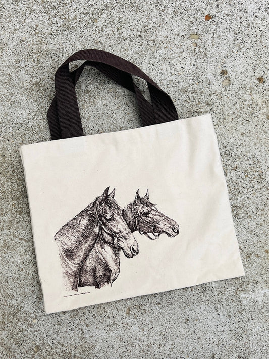 Vintage 1980s Horse Graphic Canvas Tote Bag