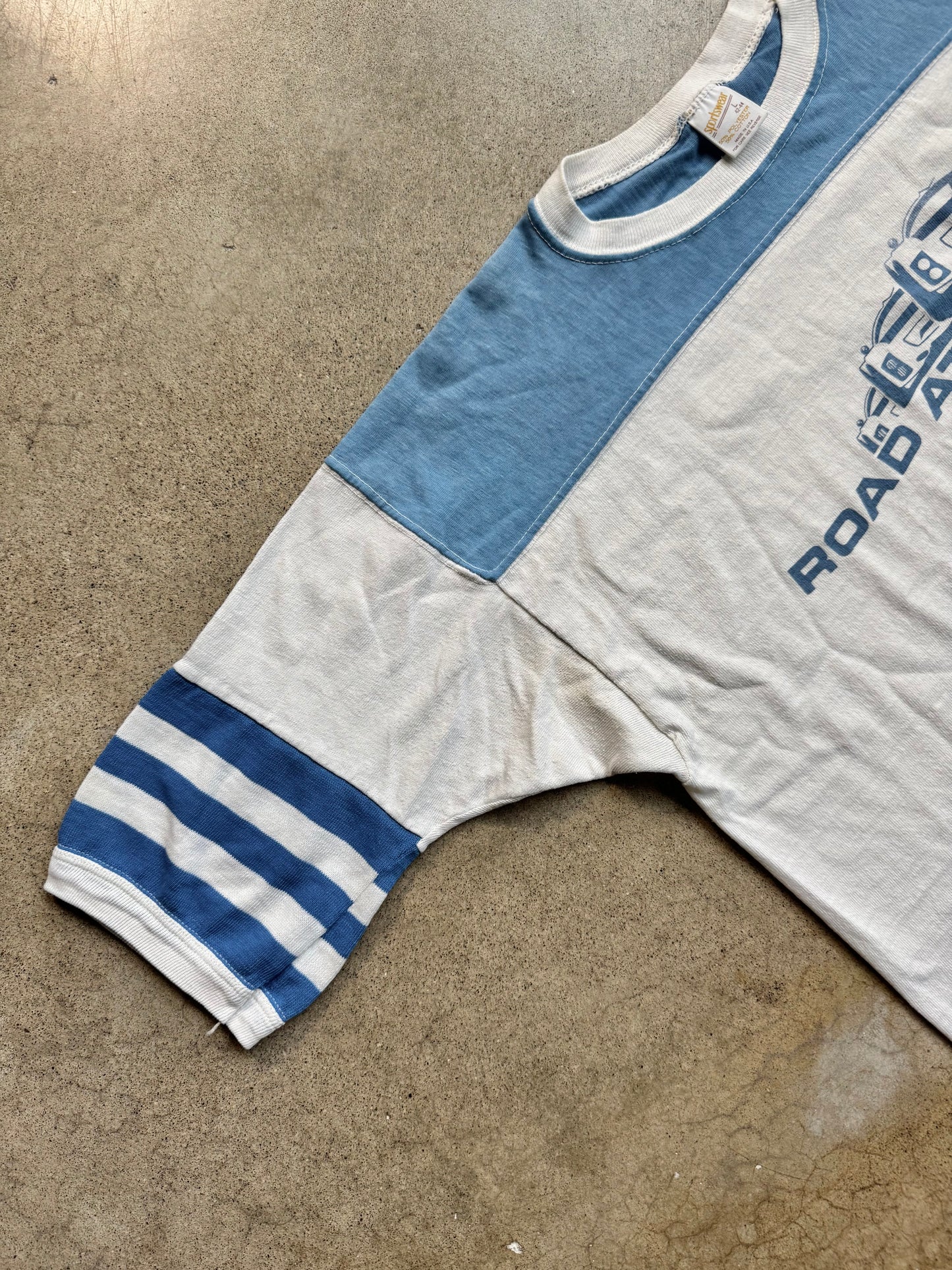 Vintage 1970s Road Atlanta Racing Blue & White Athletic Tee | Large