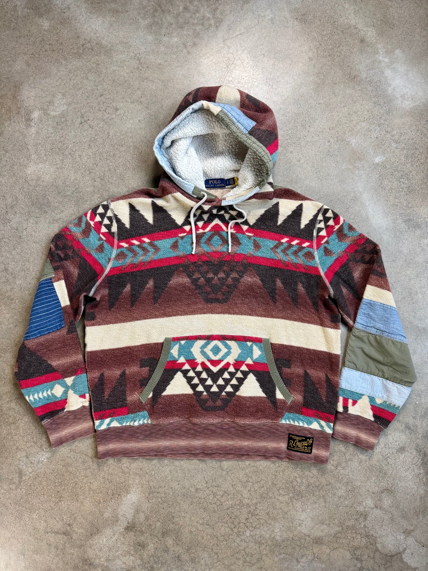 Polo Ralph Lauren Southwestern Cotton Fleece Pullover Hoodie | Large