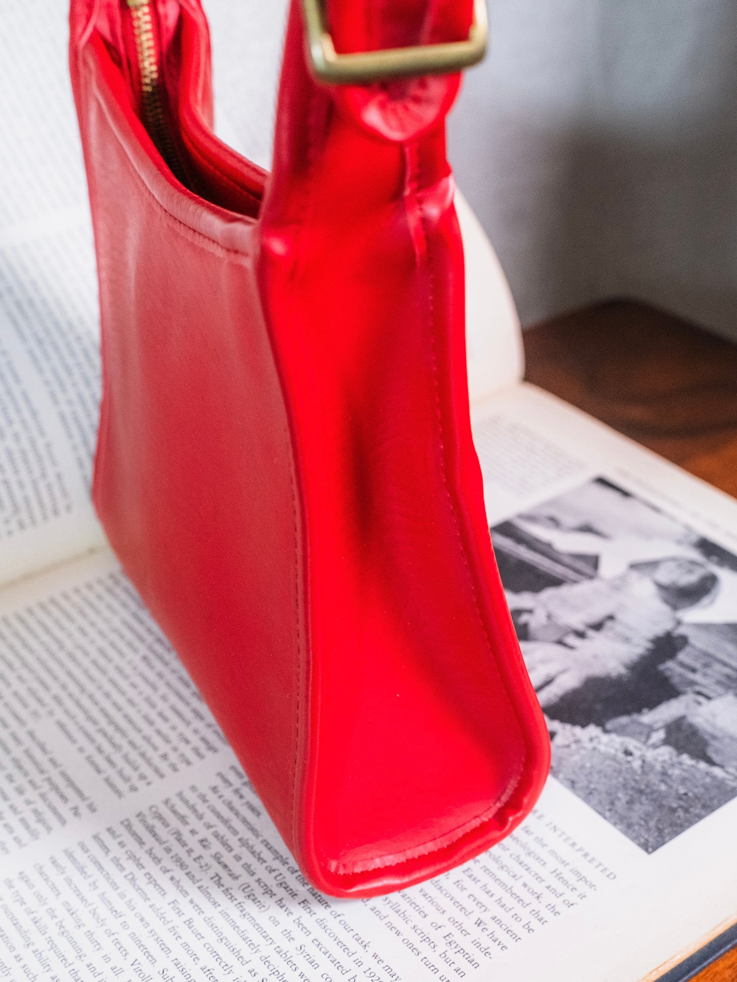 Vintage 1970s Red Leather Coach-Style Crossbody Bag
