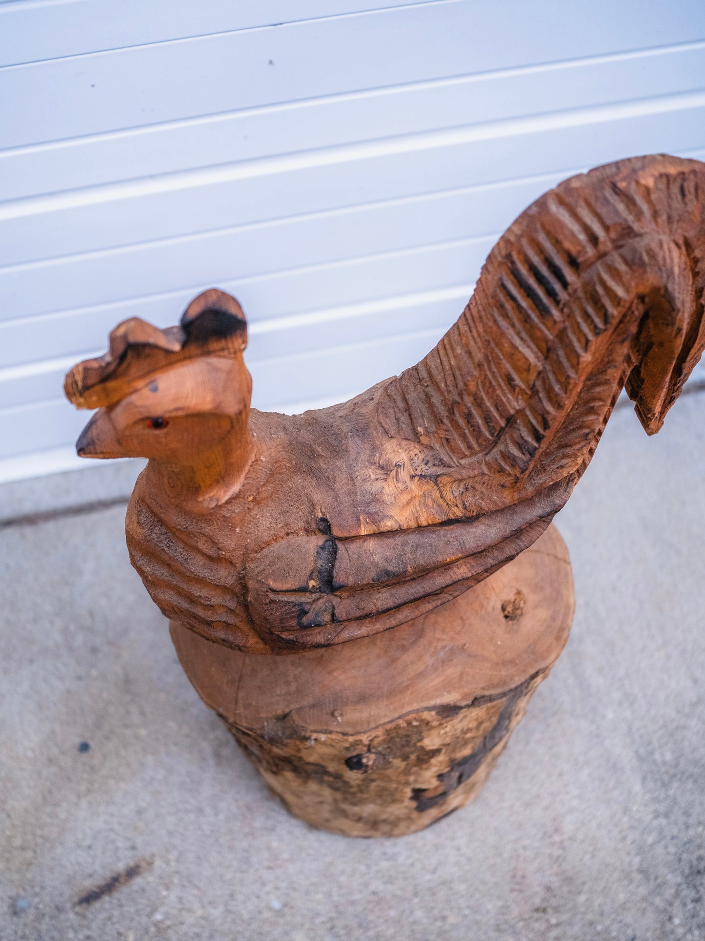 Vintage Hand-Carved Chicken Statue