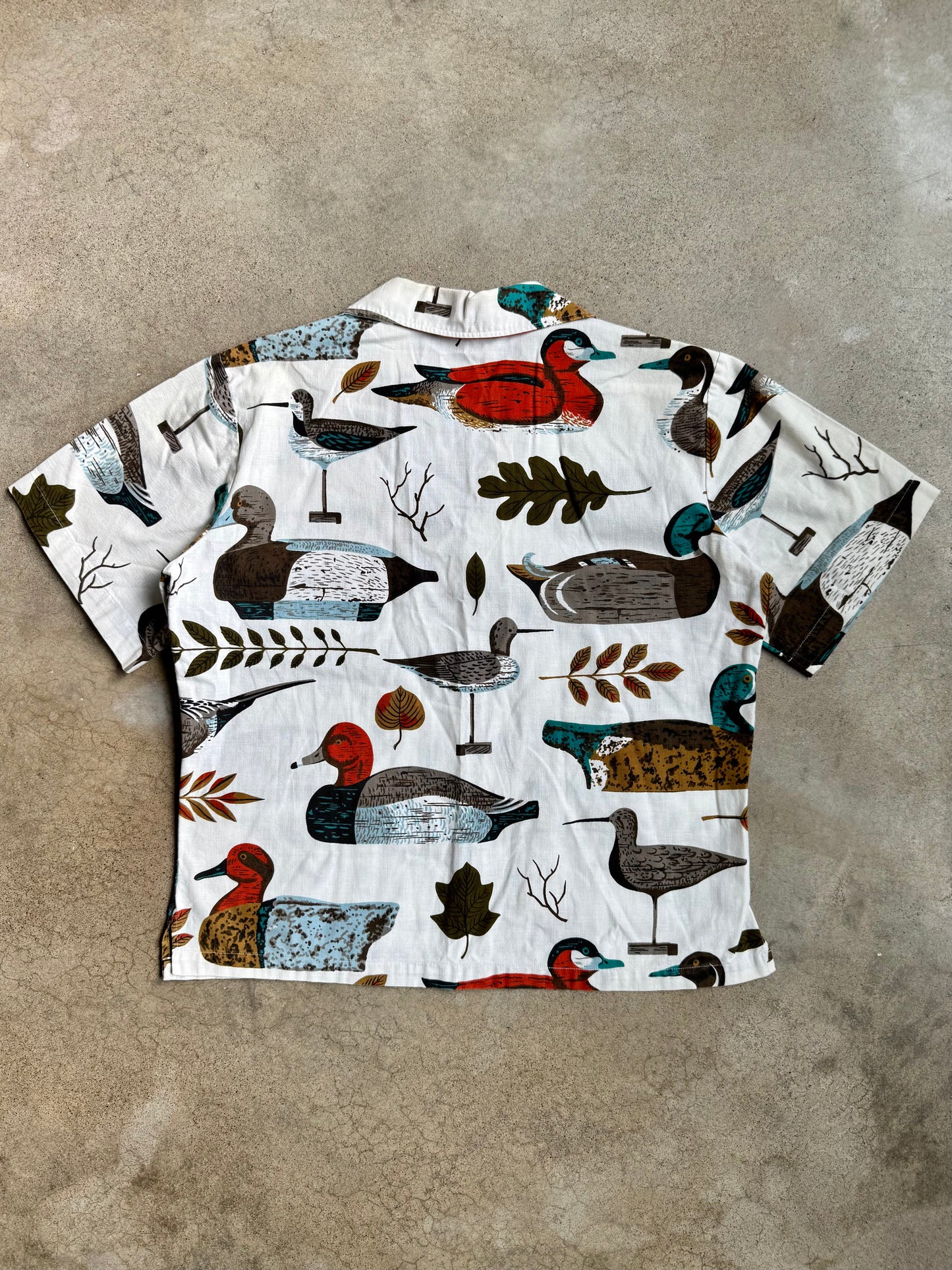 Vintage 1960s Novelty Duck Print Camp Shirt | Medium