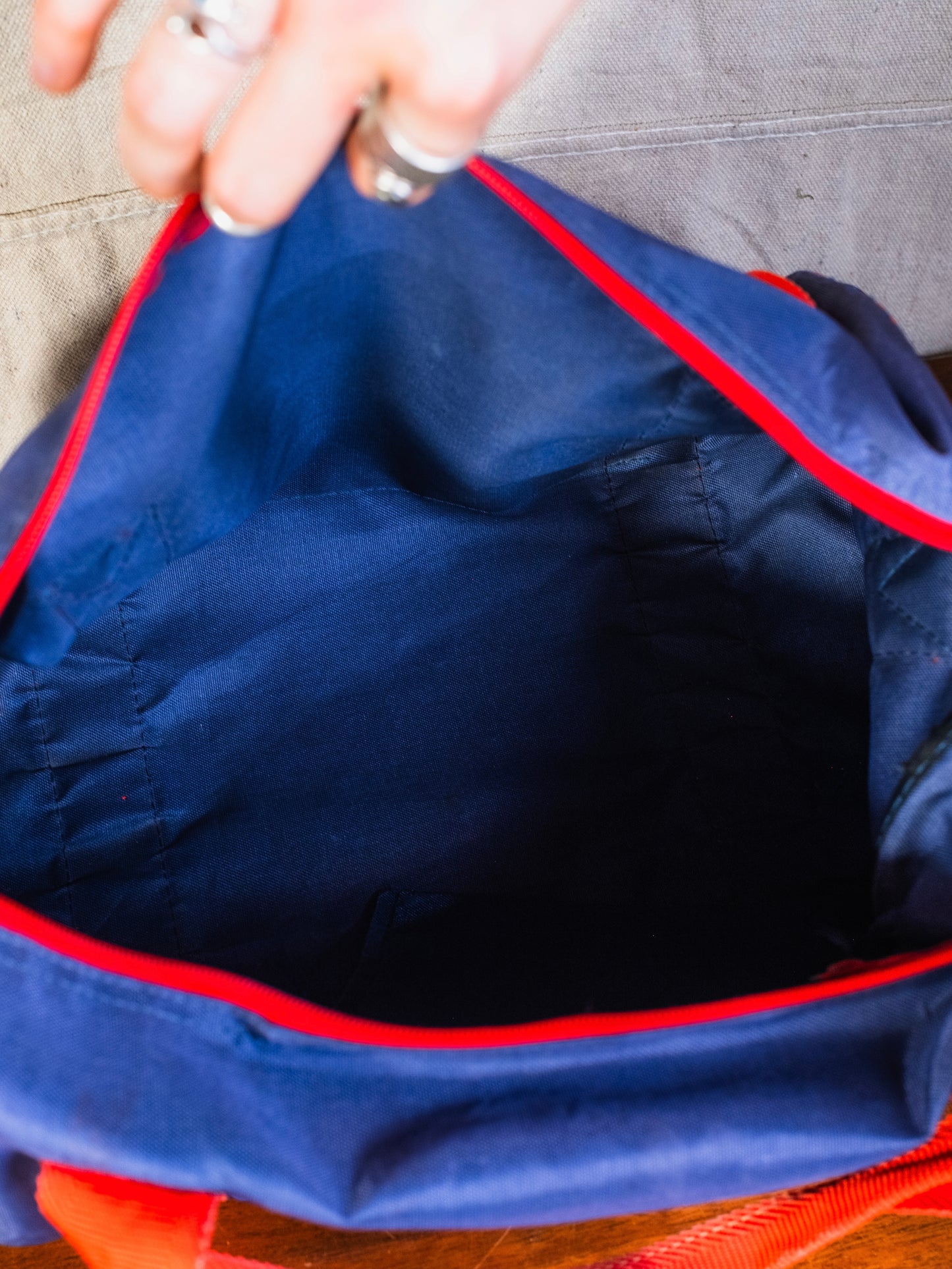 Vintage 1990s Converse Navy Blue & Red Small Duffel Bag