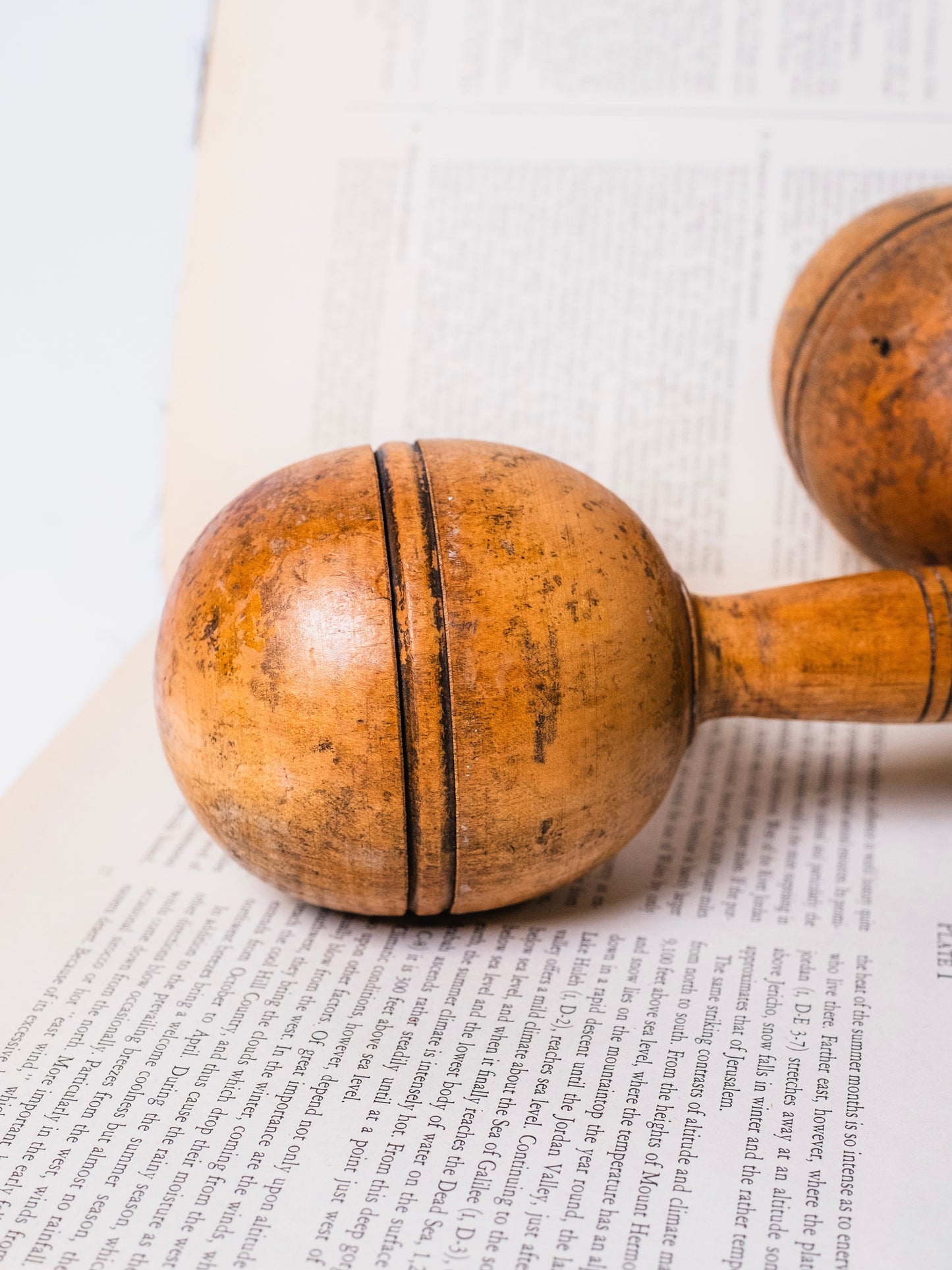 Antique Wooden Dumbbells | Set of 2