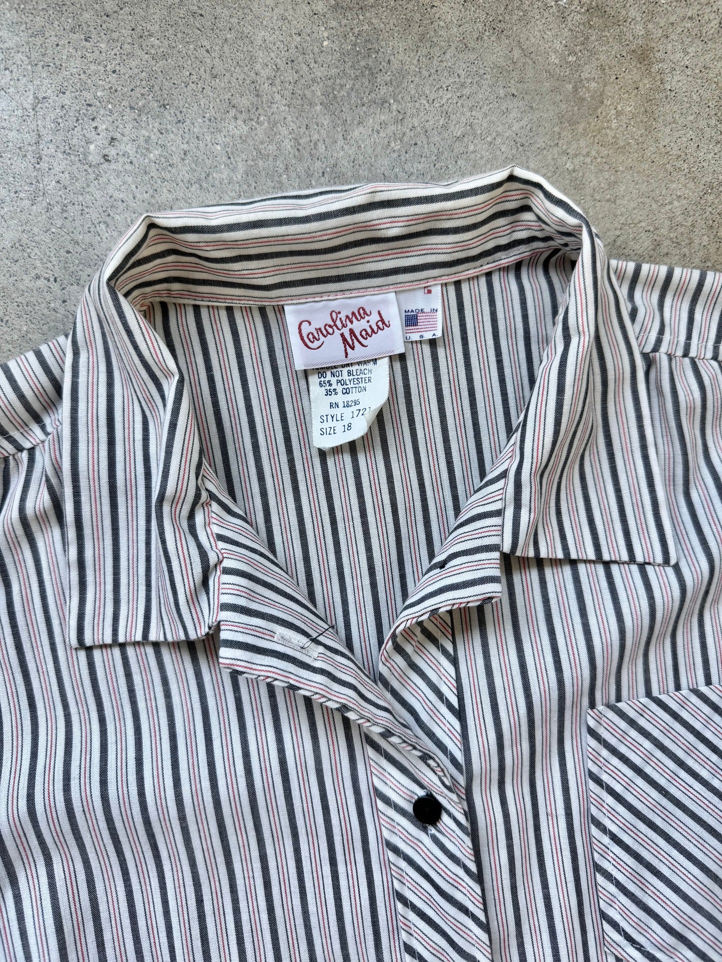 Vintage 1980s Carolina Maid Striped Shirt Dress w/ Belt | Large