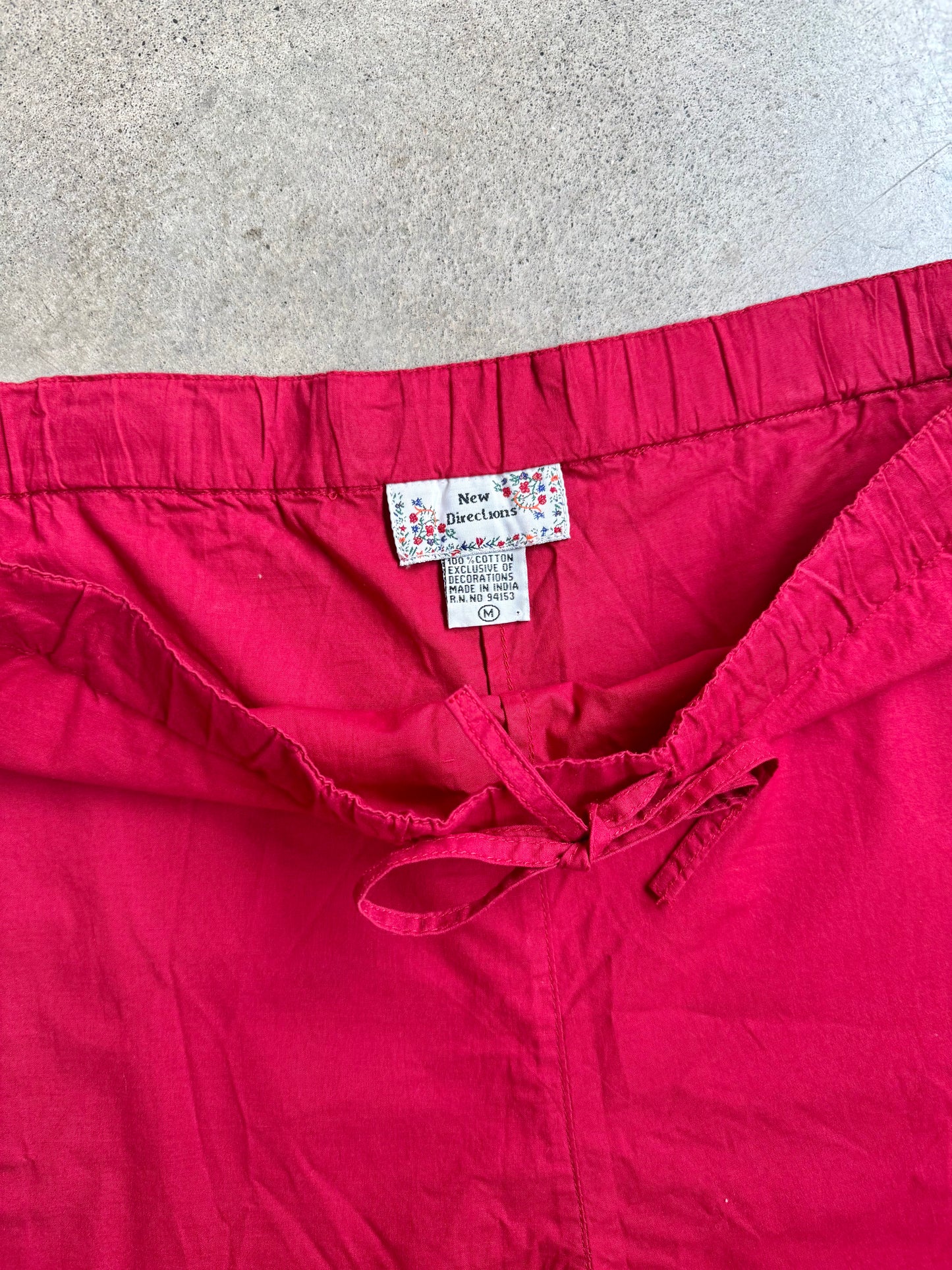Vintage 1980s New Directions Red Embroidered Two-Piece Summer Set | Medium