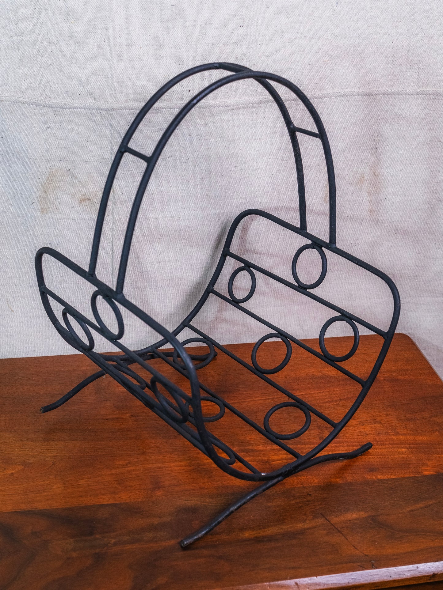 Vintage 1970s Wrought Iron Firewood Display Holder