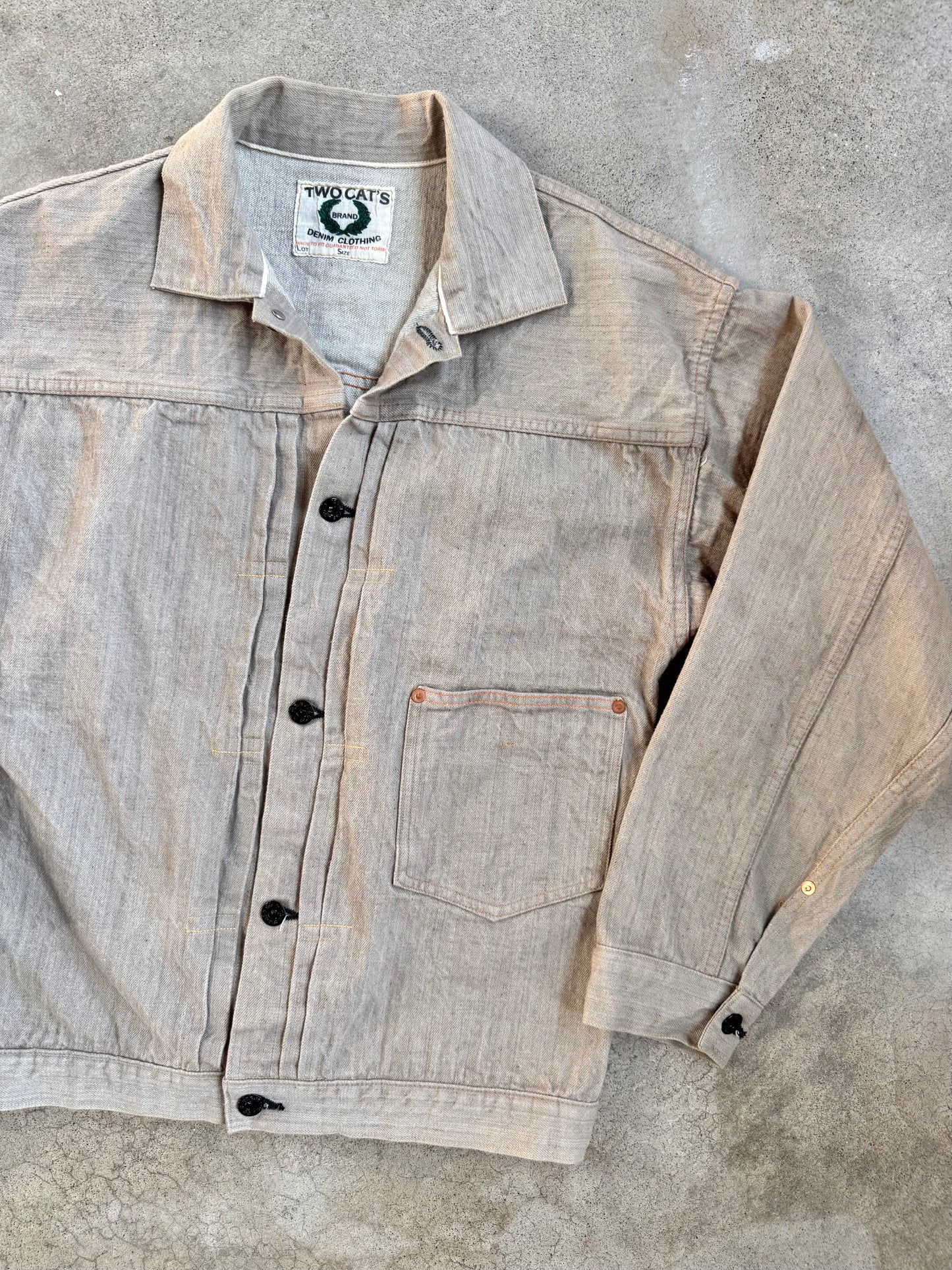 Vintage-Style TCB Jeans Tan Selvedge Denim Buckleback Jacket | 40