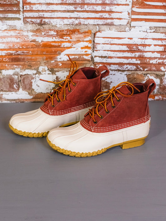 L.L. Bean Limited Edition Red Suede & White Rubber Bean Boots | Women’s 8
