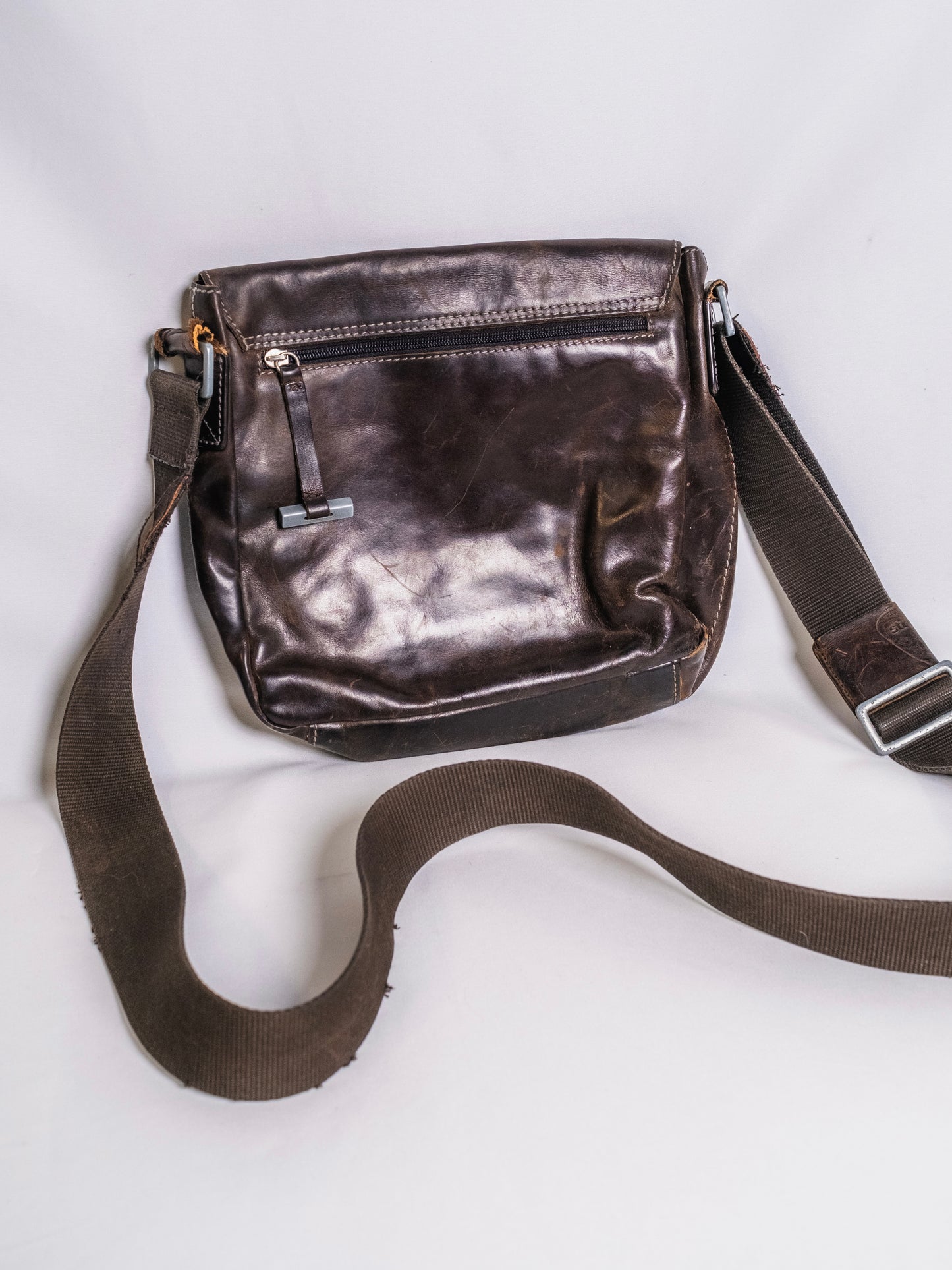 Strellson Brown Leather Crossbody Satchel Messenger Bag