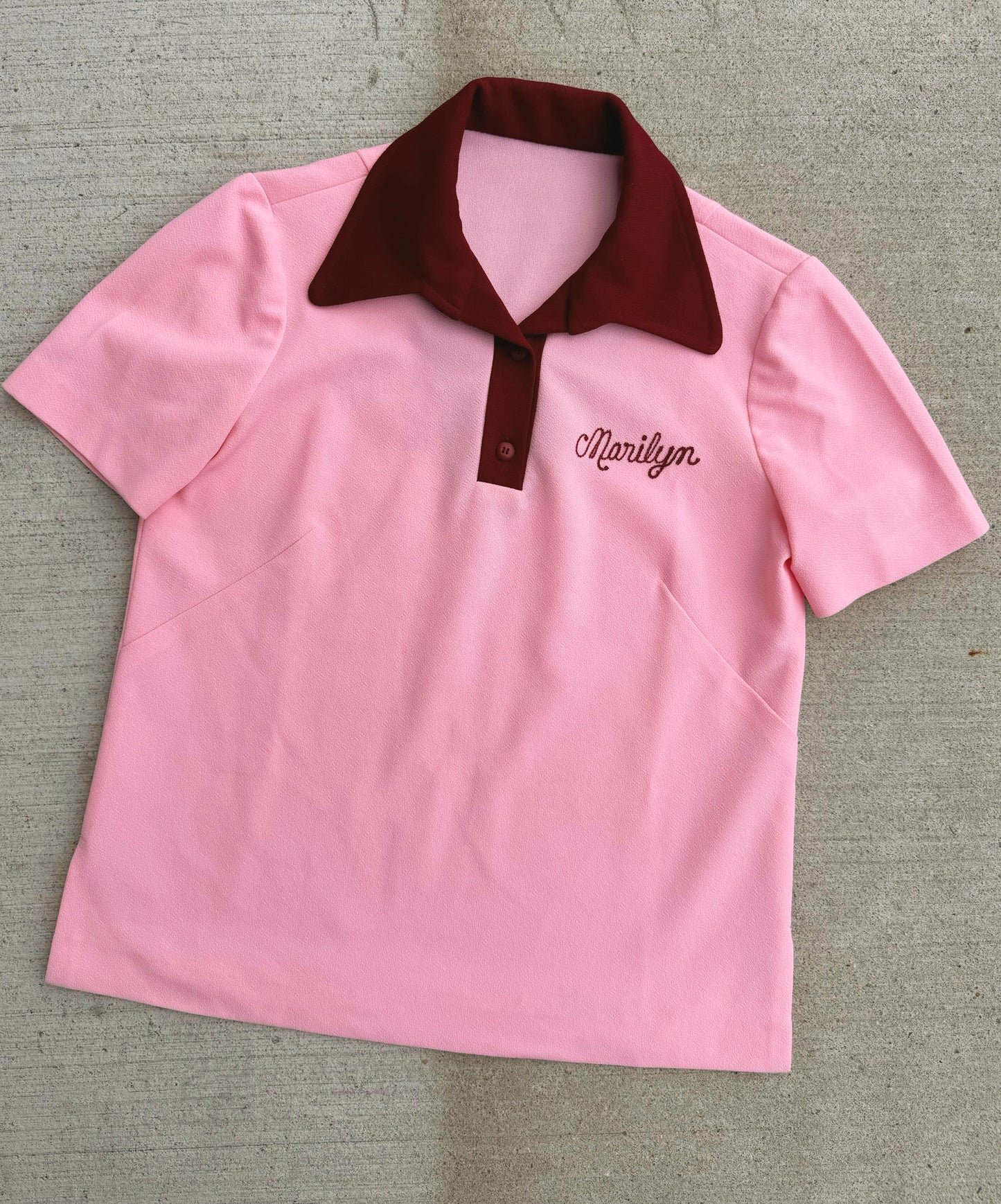 Vintage Hill & Hamilton Marilyn Chainstitch Pink Bowling Shirt