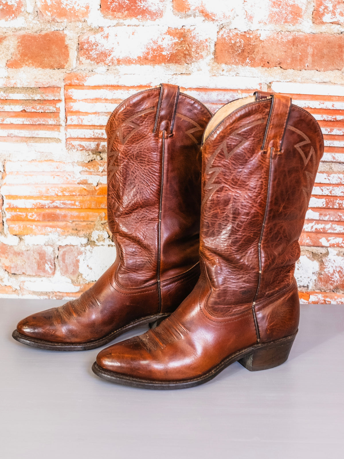 Vintage 1970s Wrangler Brown Leather Cowboy Boots | Men’s 9