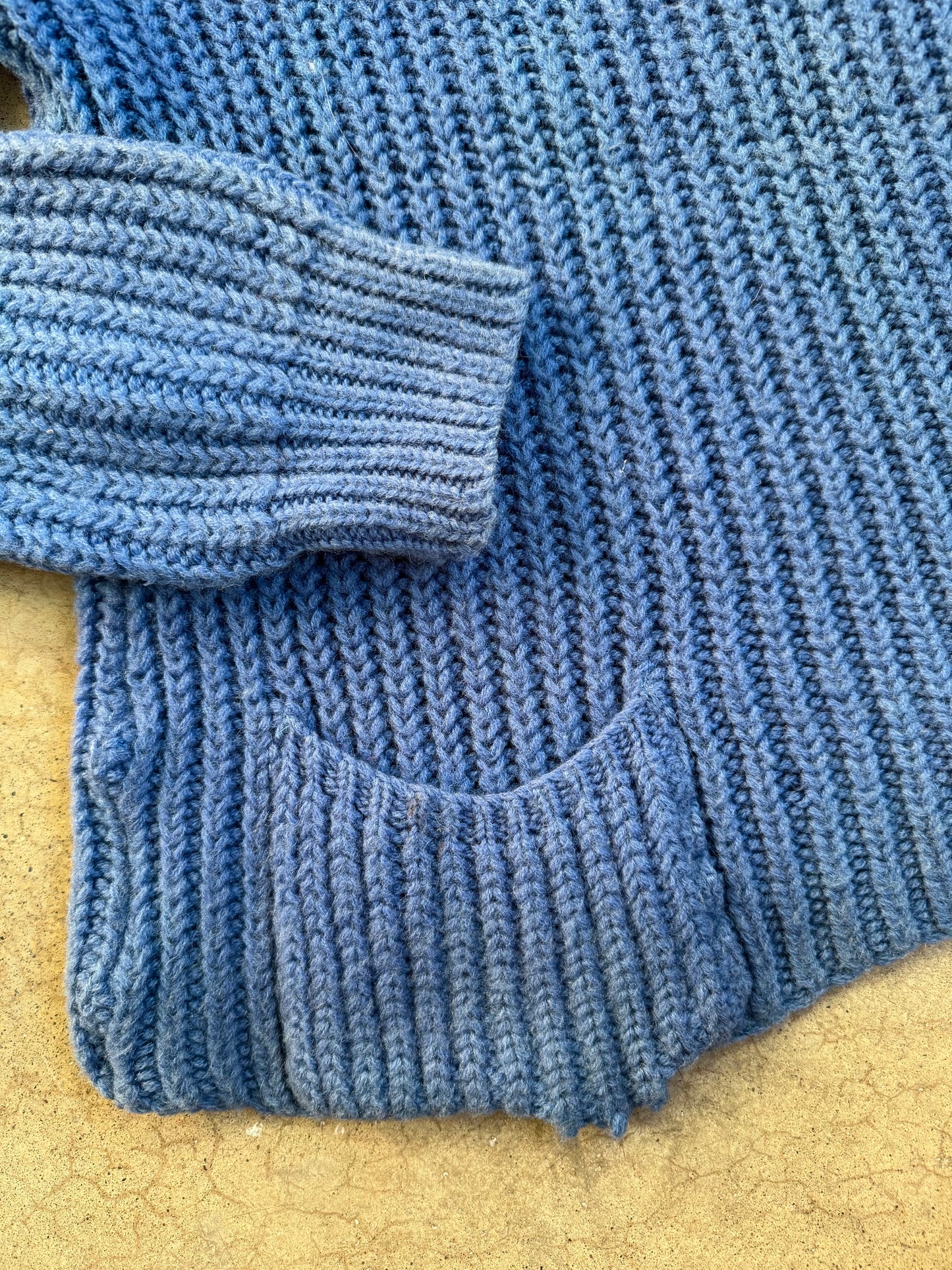 Vintage 1950s English Trotter Blue Wool Knit Boatneck Sweater | Large