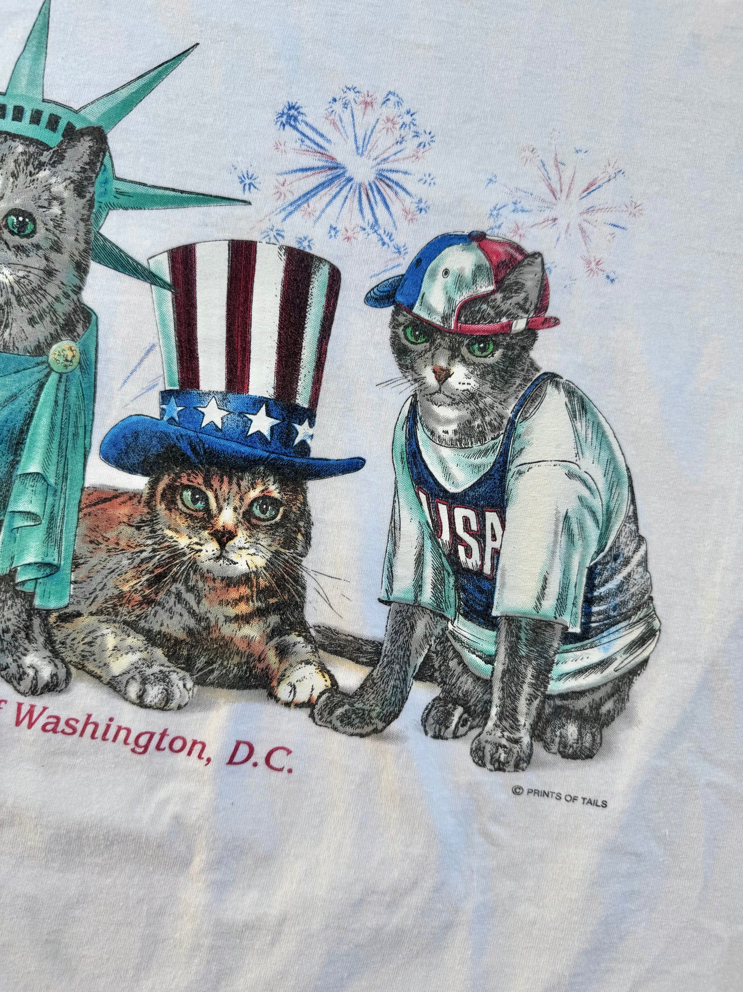 Vintage 1990s Prints of Tails "Cats of Washington D.C." Graphic Tee | XL