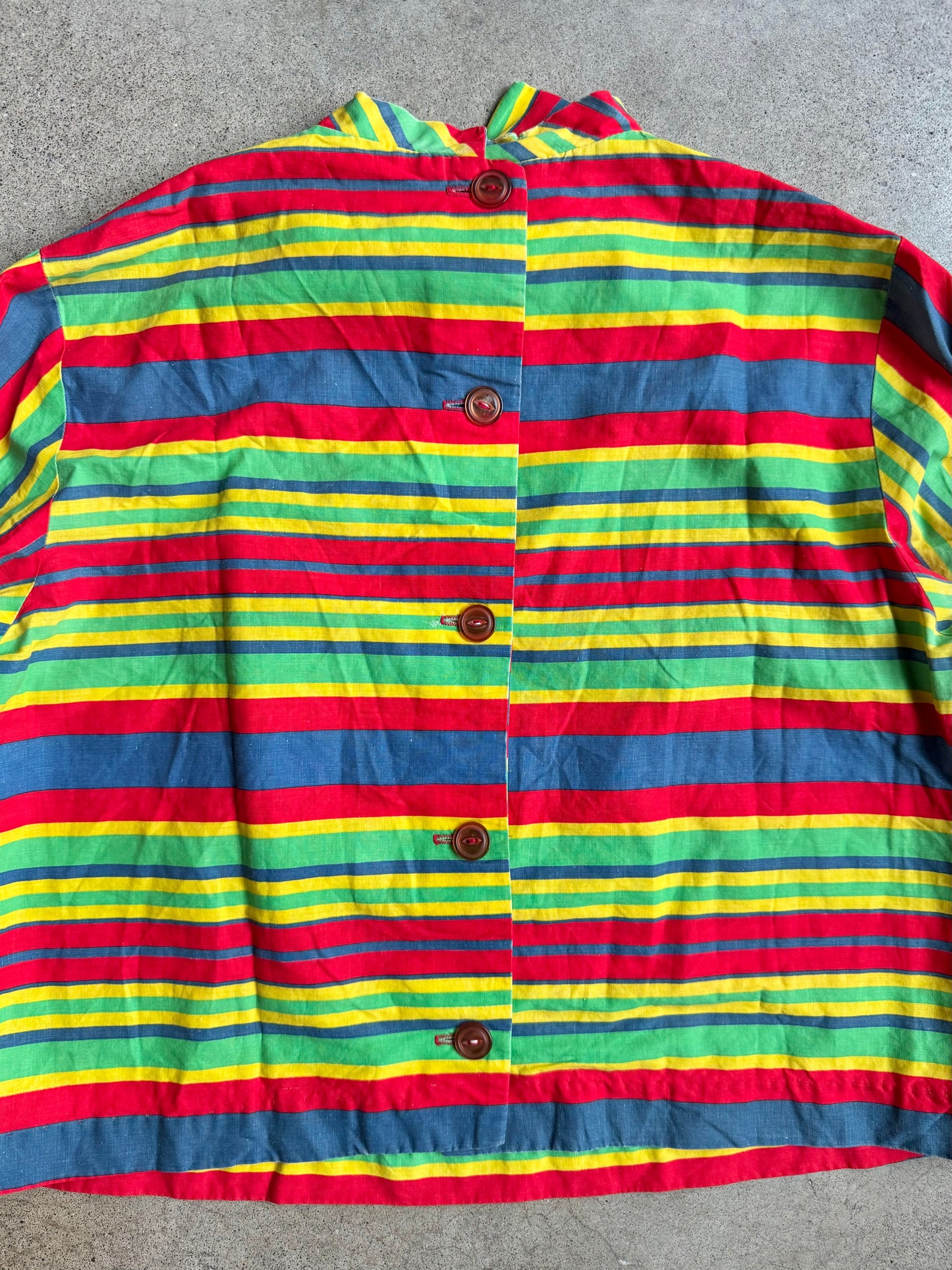 Vintage 1930s/40s Multi-Color Striped Bow Blouse | S/M