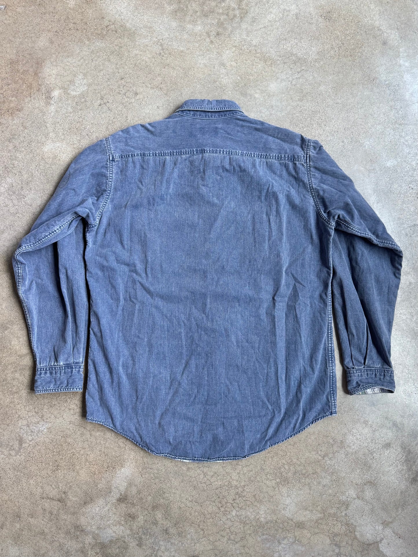 Vintage 1990s L.L. Bean Flannel Lined Denim Utility Shirt | Large