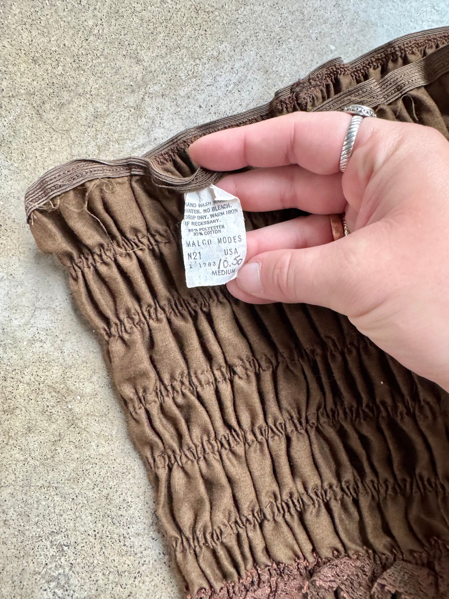 Vintage 1970s Malco Modes Brown Lace Bloomers | Medium