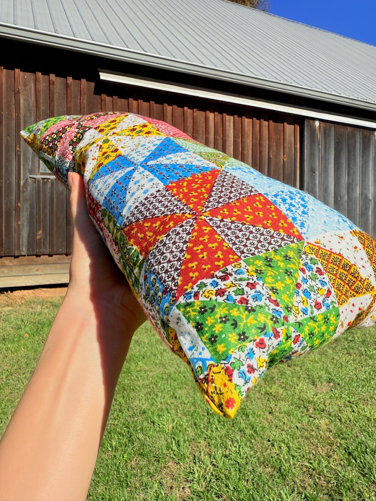 Vintage 1970s Handmade Patchwork Throw Pillows | Set of 2