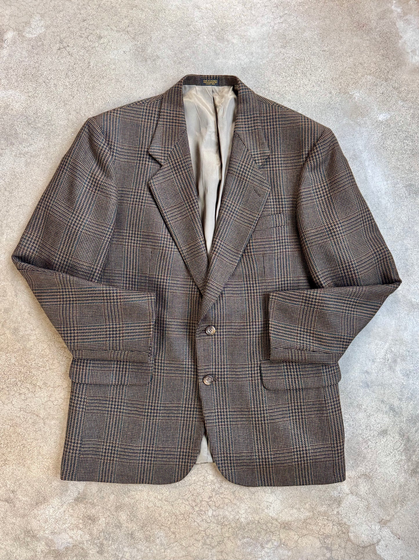Vintage 1980s Oscar de la Renta Wool Glen Plaid Suit Jacket | 42R