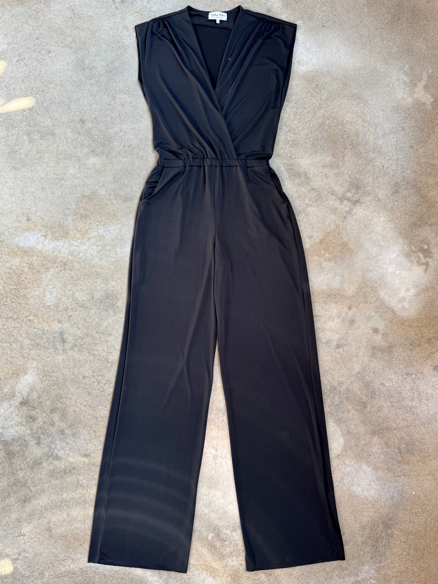 Ripley Rader L.A. Black Slinky V-Neck Sleeveless Jumpsuit | Small