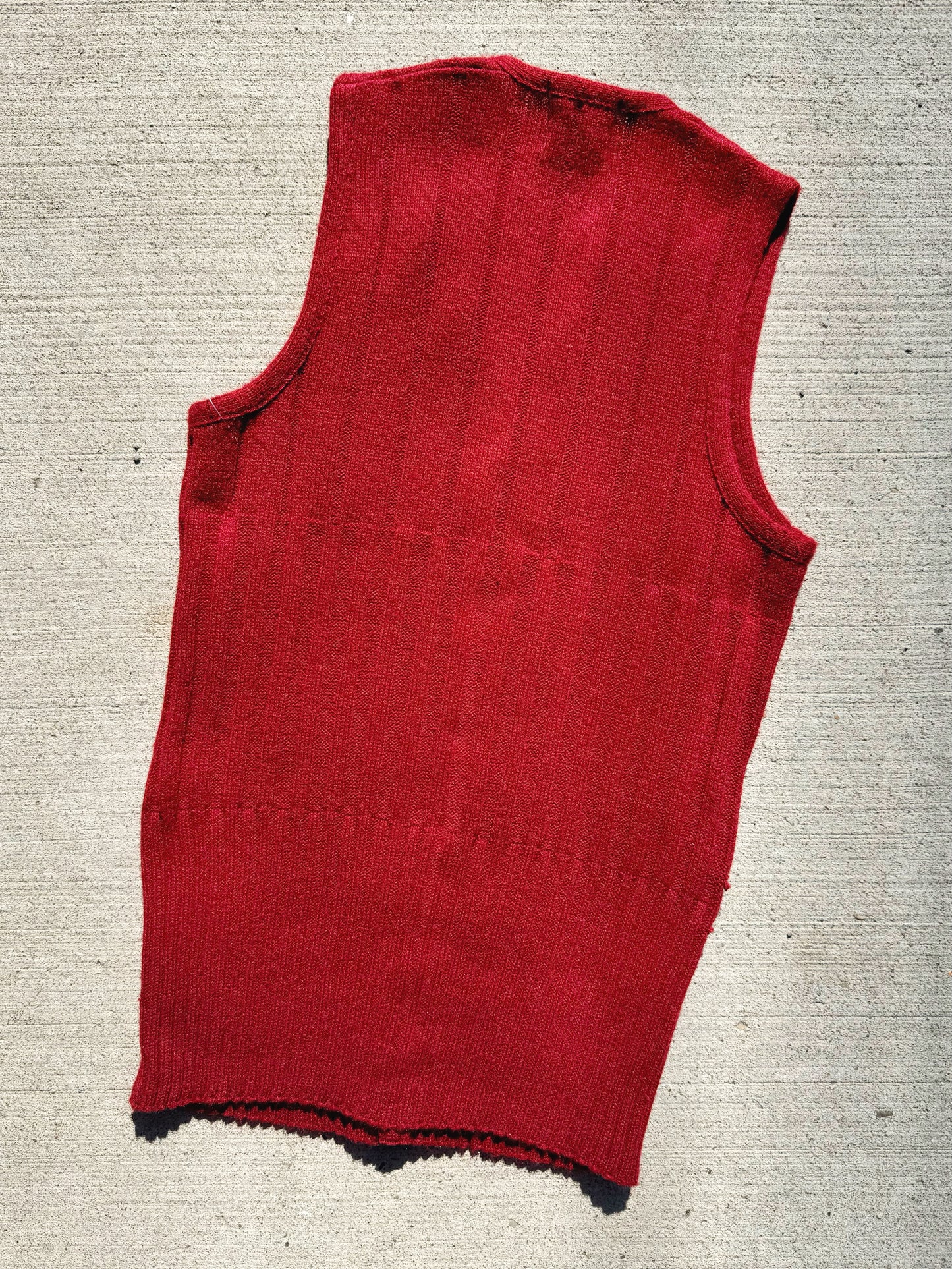 Vintage 1960s Pickwick Red Rib Knit Sweater Vest | S/M