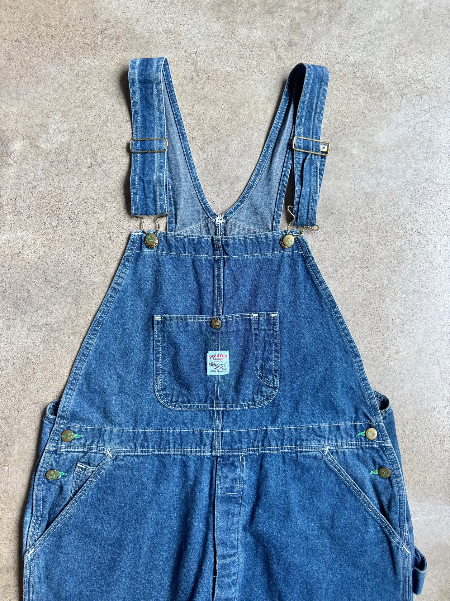Vintage 1990s Pointer Denim Short Overalls | 38